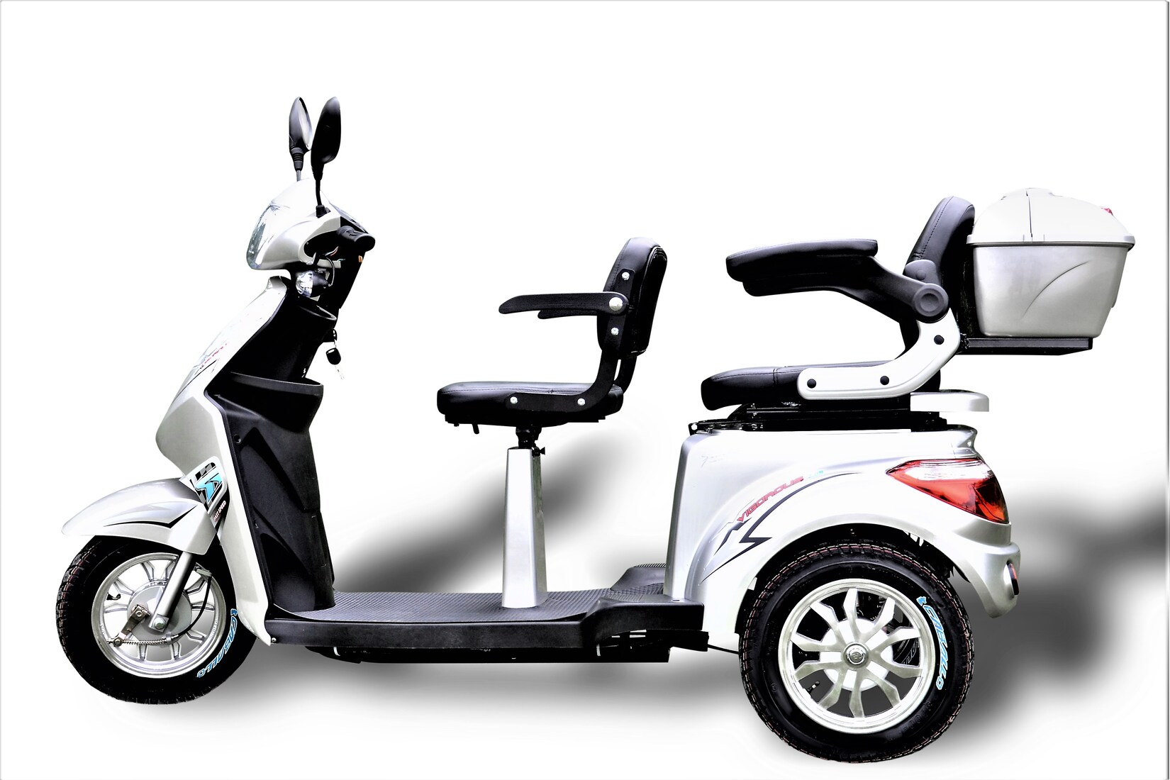 ECO ENGEL 503, Zweisitzer Elektroroller / Seniorenmobil, 25 km/h mit 20 Ah Li-io Akku, Silber