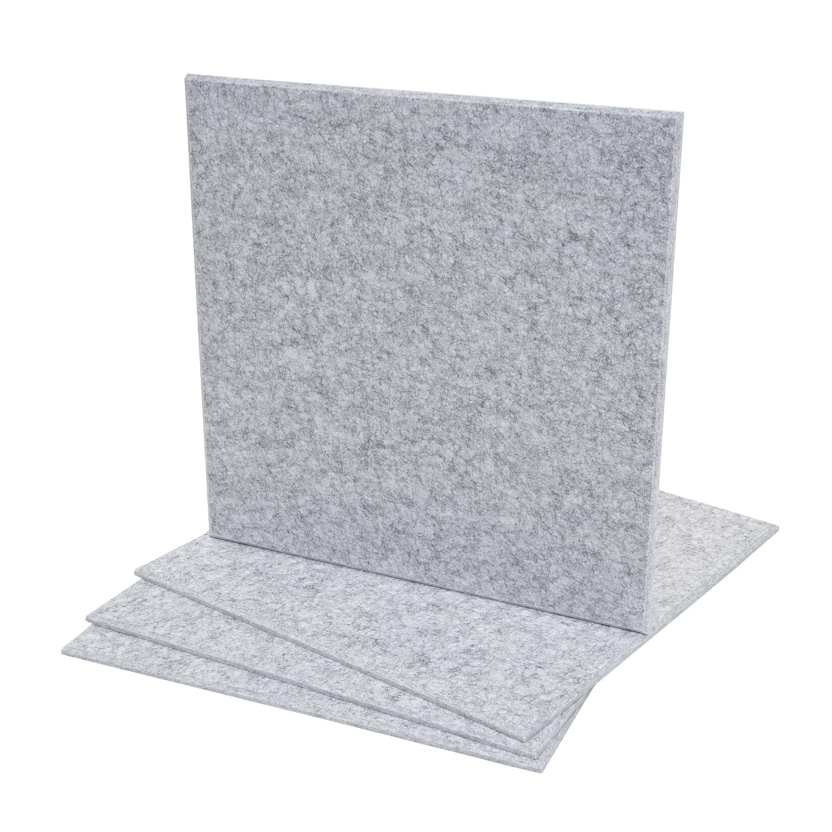 4er-Set Akustikwandpaneel MCW-L52, Wandpaneele Akustikplatten, schalldämmend 1qm Fläche 50x50cm ~ hellgrau