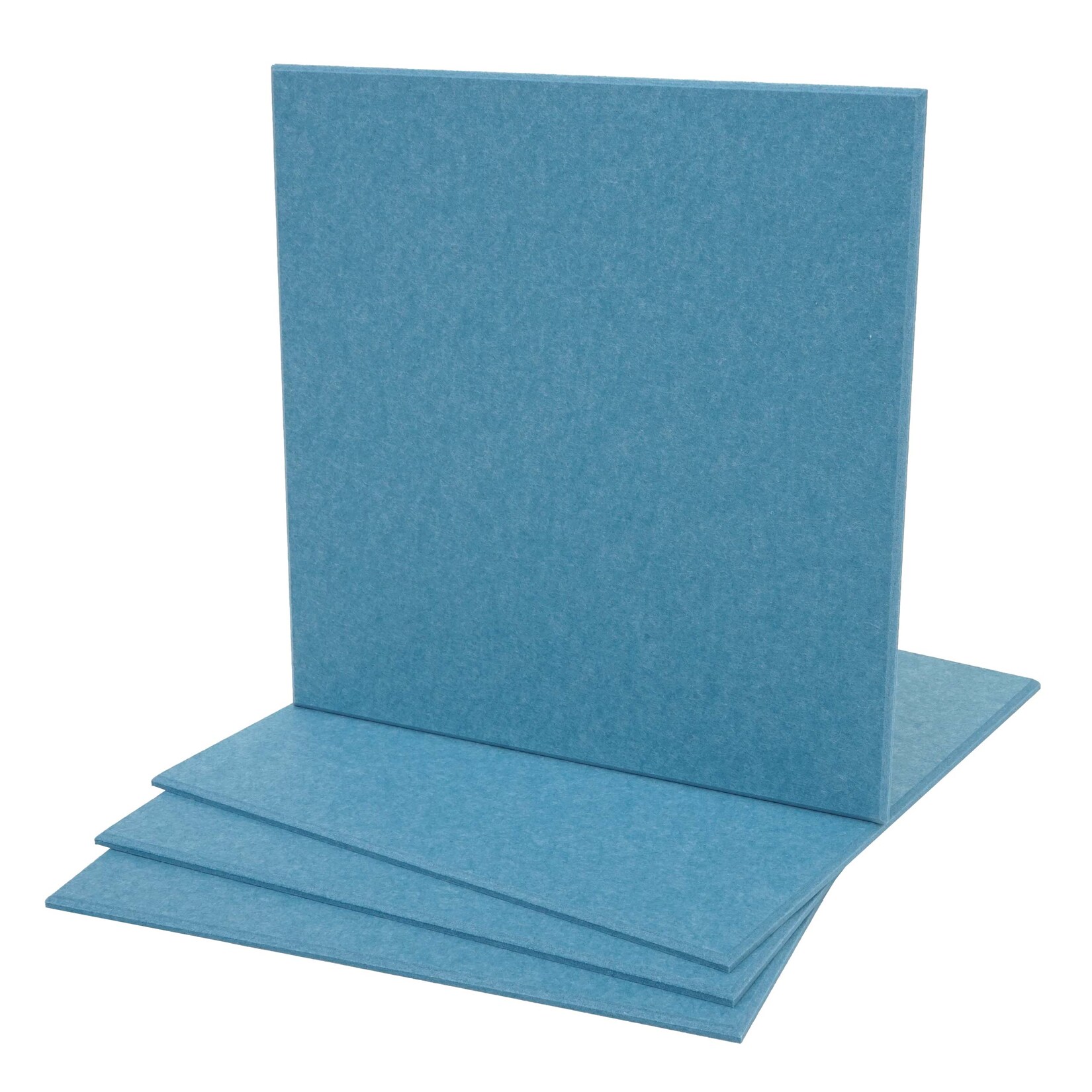 4er-Set Akustikwandpaneel MCW-L52, Wandpaneele Akustikplatten, schalldämmend 1qm Fläche 50x50cm ~ blau