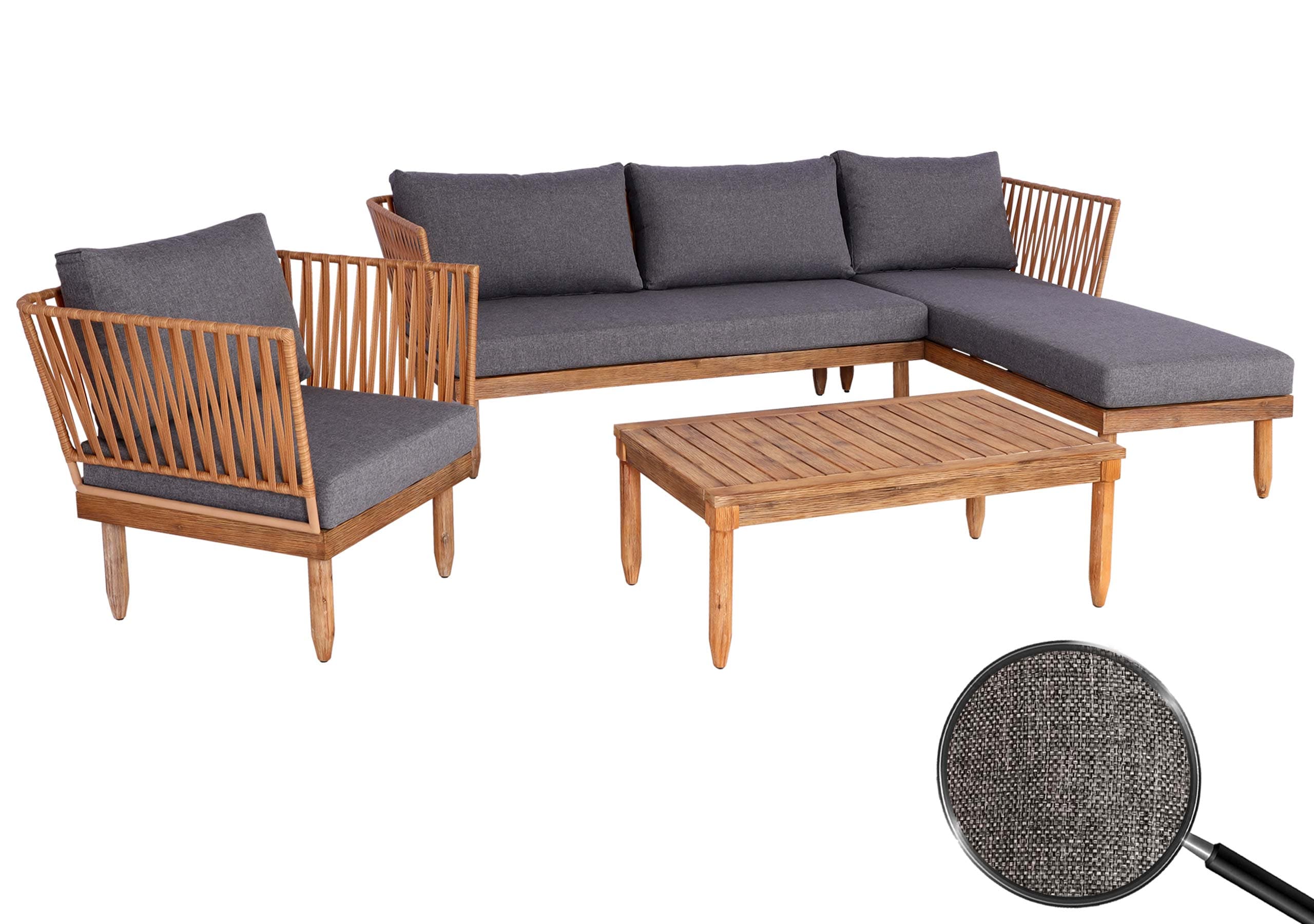 GartenGarnitur MCWL29, Garnitur Sitzgruppe LoungeSet Sofa, Akazie