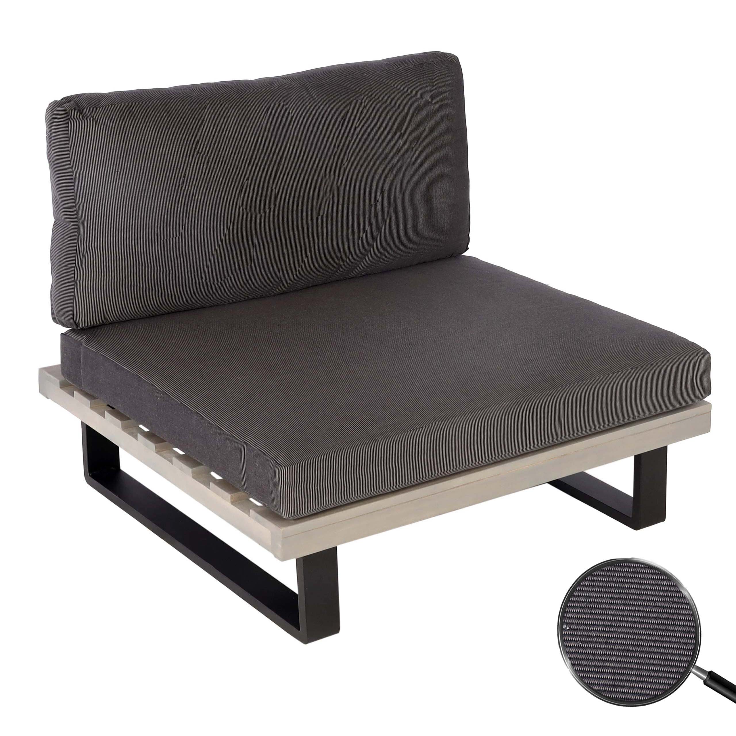 Lounge-Sessel MCW-H54, Garten-Sessel, Spun Poly Akazie Holz MVG-zertifiziert Aluminium ~ grau, Polster dunkelgrau - Bild 1
