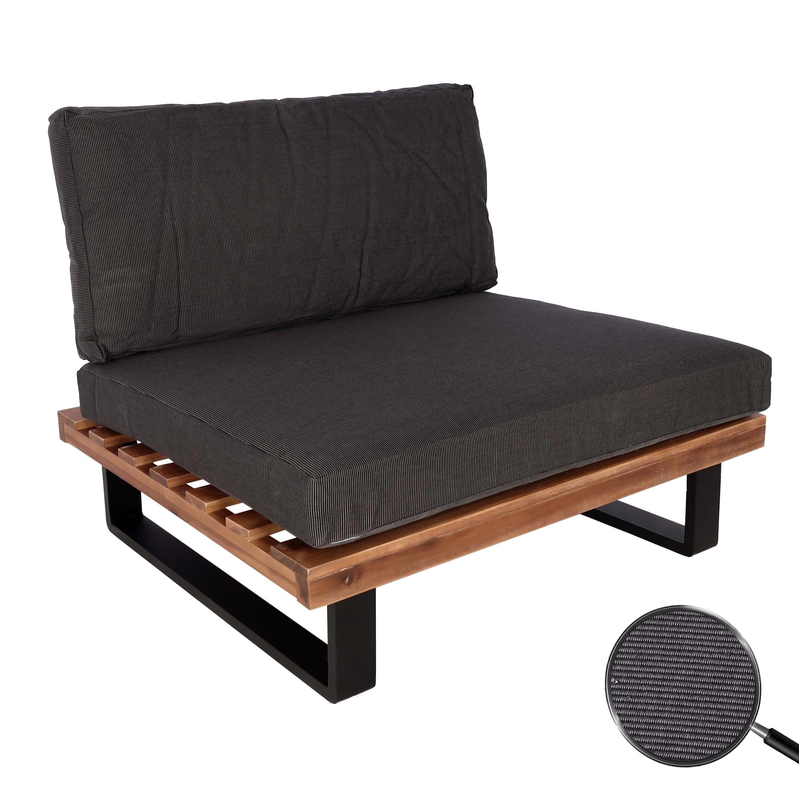 Lounge-Sessel MCW-H54, Garten-Sessel, Spun Poly Akazie Holz MVG-zertifiziert Aluminium ~ braun, Polster dunkelgrau - Bild 1