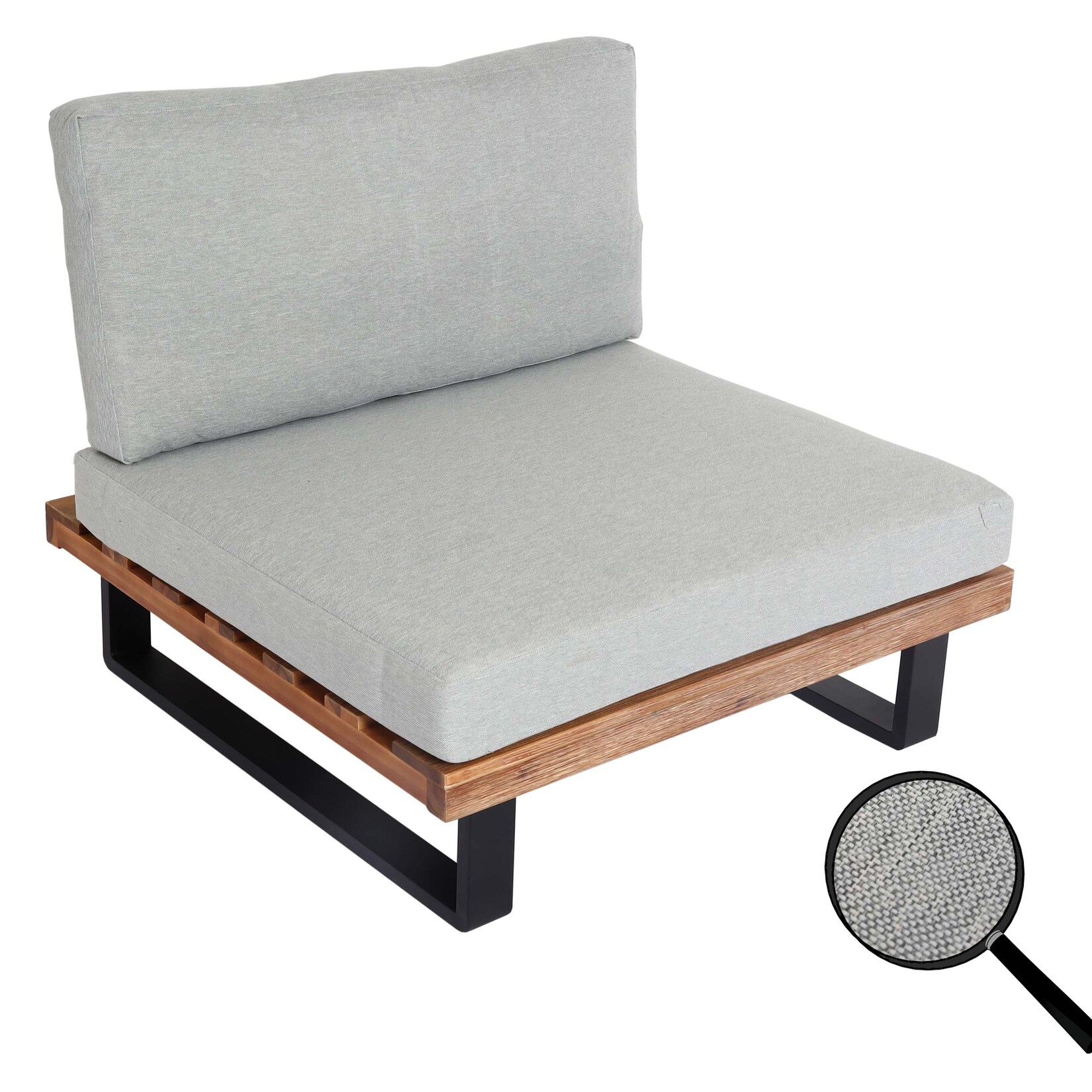 Lounge-Sessel MCW-H54, Garten-Sessel, Spun Poly Akazie Holz MVG-zertifiziert Aluminium ~ hellbraun, Polster hellgrau | 04057651820972