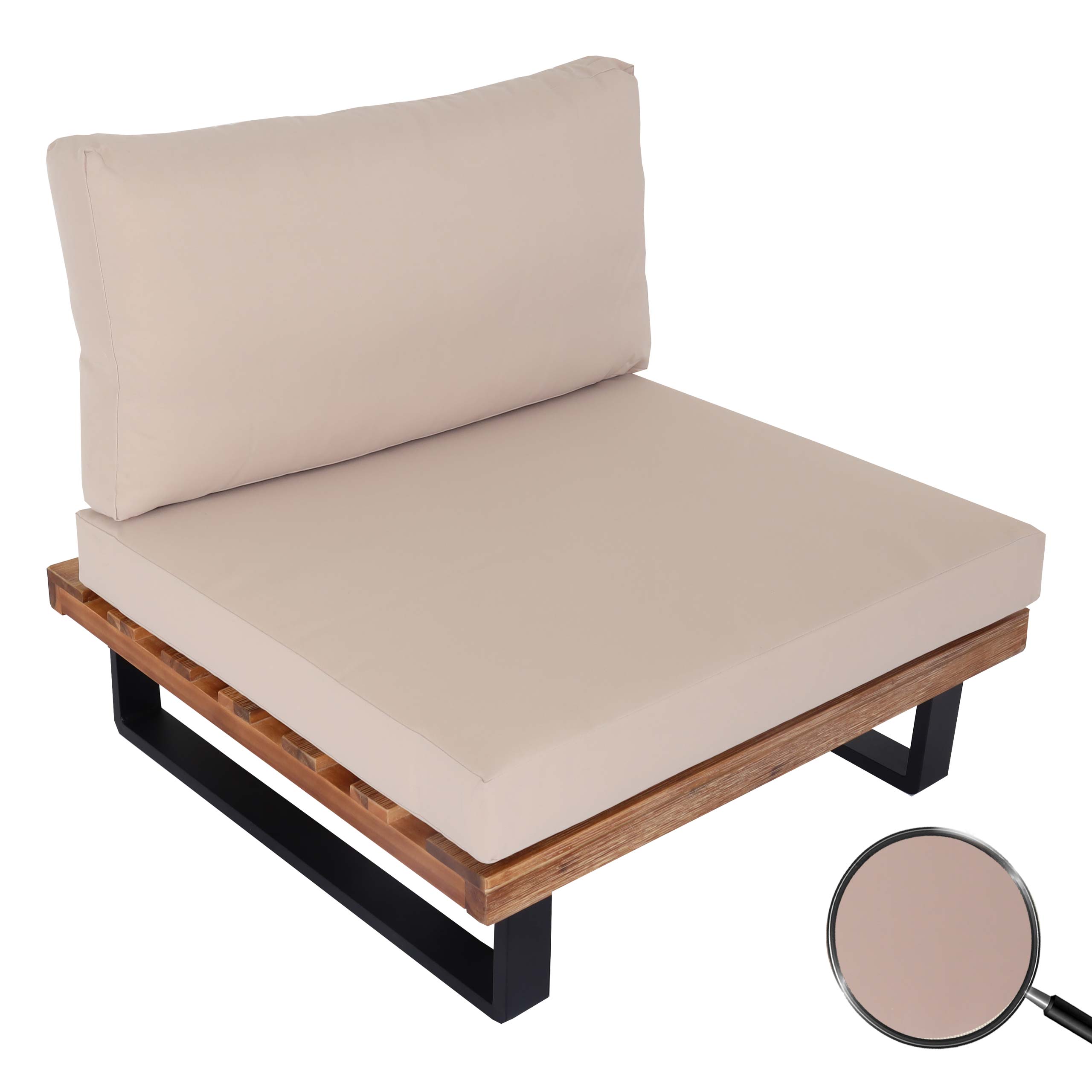 Lounge-Sessel MCW-H54, Garten-Sessel, Spun Poly Akazie Holz MVG-zertifiziert Aluminium ~ hellbraun, Polster beige - Bild 1
