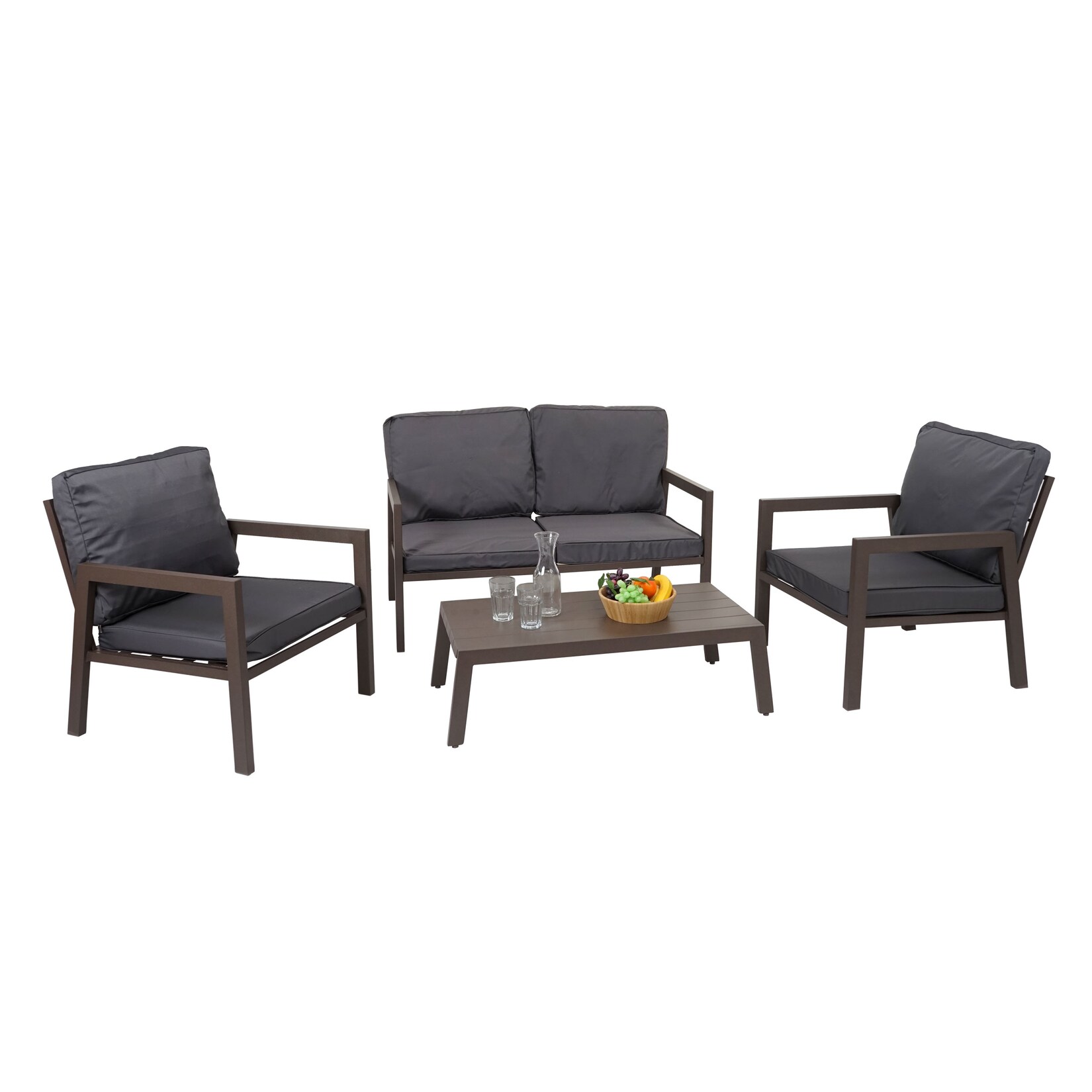 Garnitur MCW-L64, Gartenlounge Gartengarnitur Lounge-Set Sitzgruppe Sofa, Metall ~ Polster grau | 04057651565996