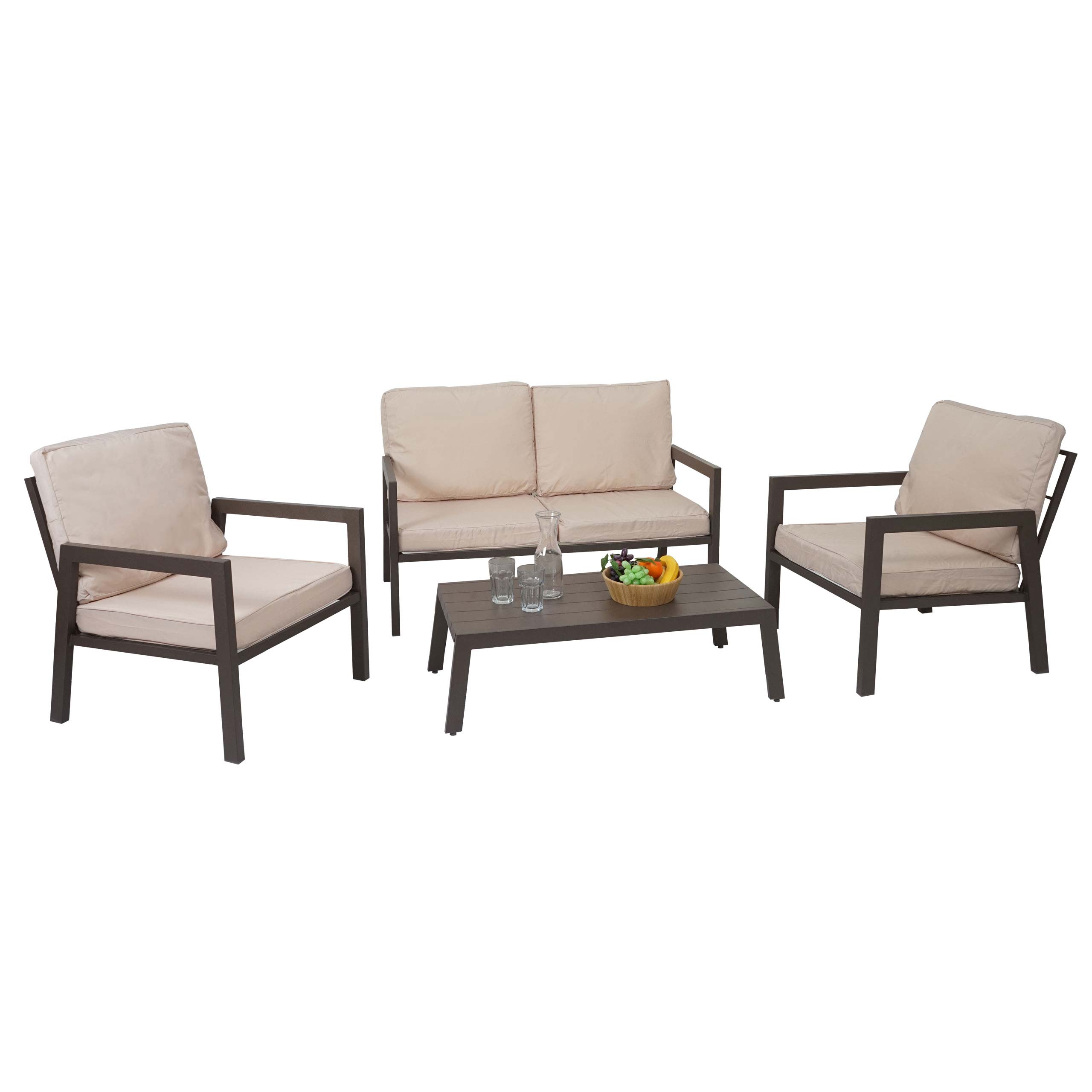 Garnitur MCW-L64, Gartenlounge Gartengarnitur Lounge-Set Sitzgruppe Sofa, Metall ~ Polster creme-wei&szlig; - Bild 1