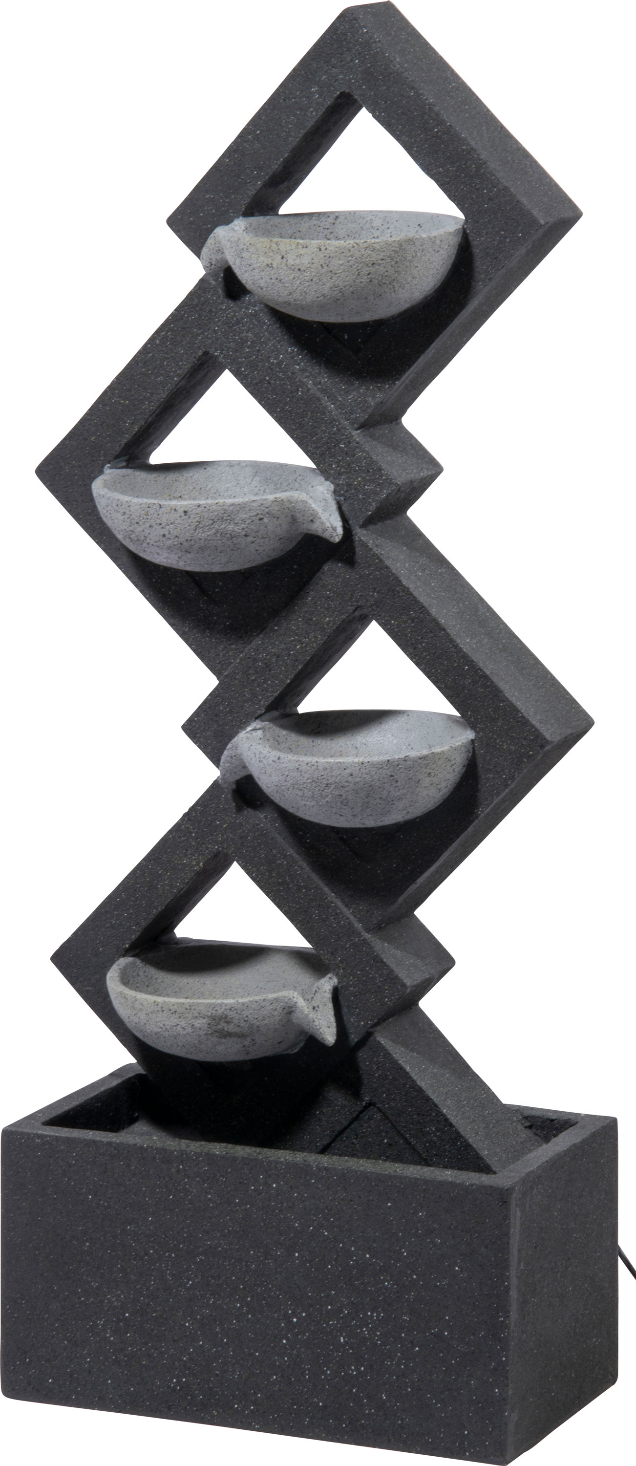 dobar Polyresin-Brunnen mit Pumpe und LEDs, eckig mit 4 Schalen, dunkelgrau - Bild 1