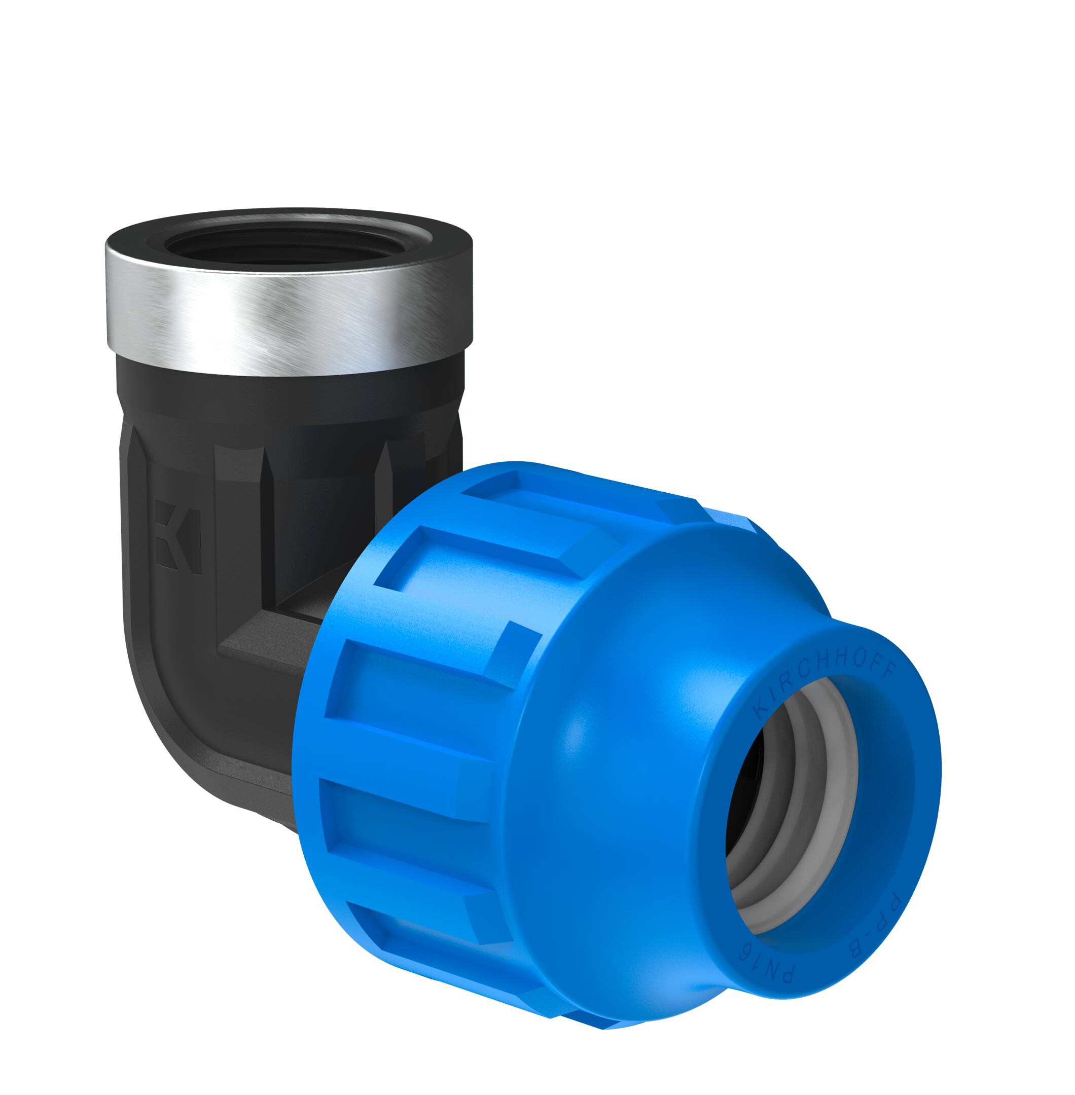 KIRCHHOFF 90&deg; Verbindungswinkel mit Innengewinde, 20 mm x 1/2"IG f&uuml;r HDPE Bew&auml;sserungssystem, Gartenbew&auml;sserung  Made in EU - Bild 1
