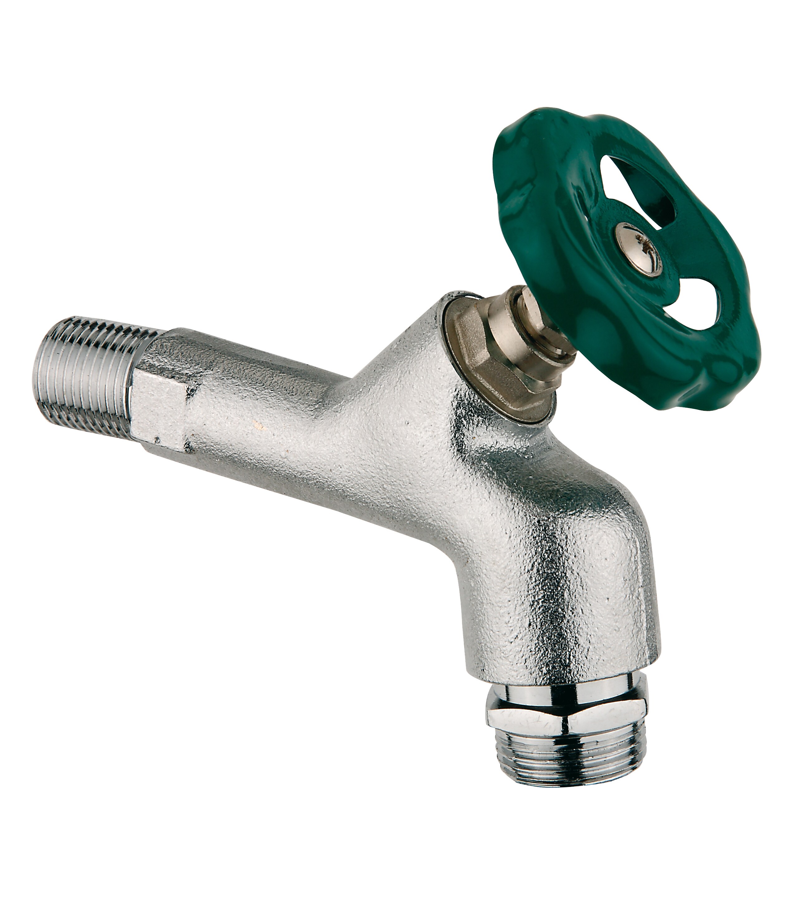 KIRCHHOFF Wasserhahn Garten 1/2"AG x 3/4"AG mit Handrad und Rohrbel&uuml;ftung, Chrom matt, f&uuml;r HDPE Bew&auml;sserungssystem, Gartenbew&auml;sserung - Bild 1