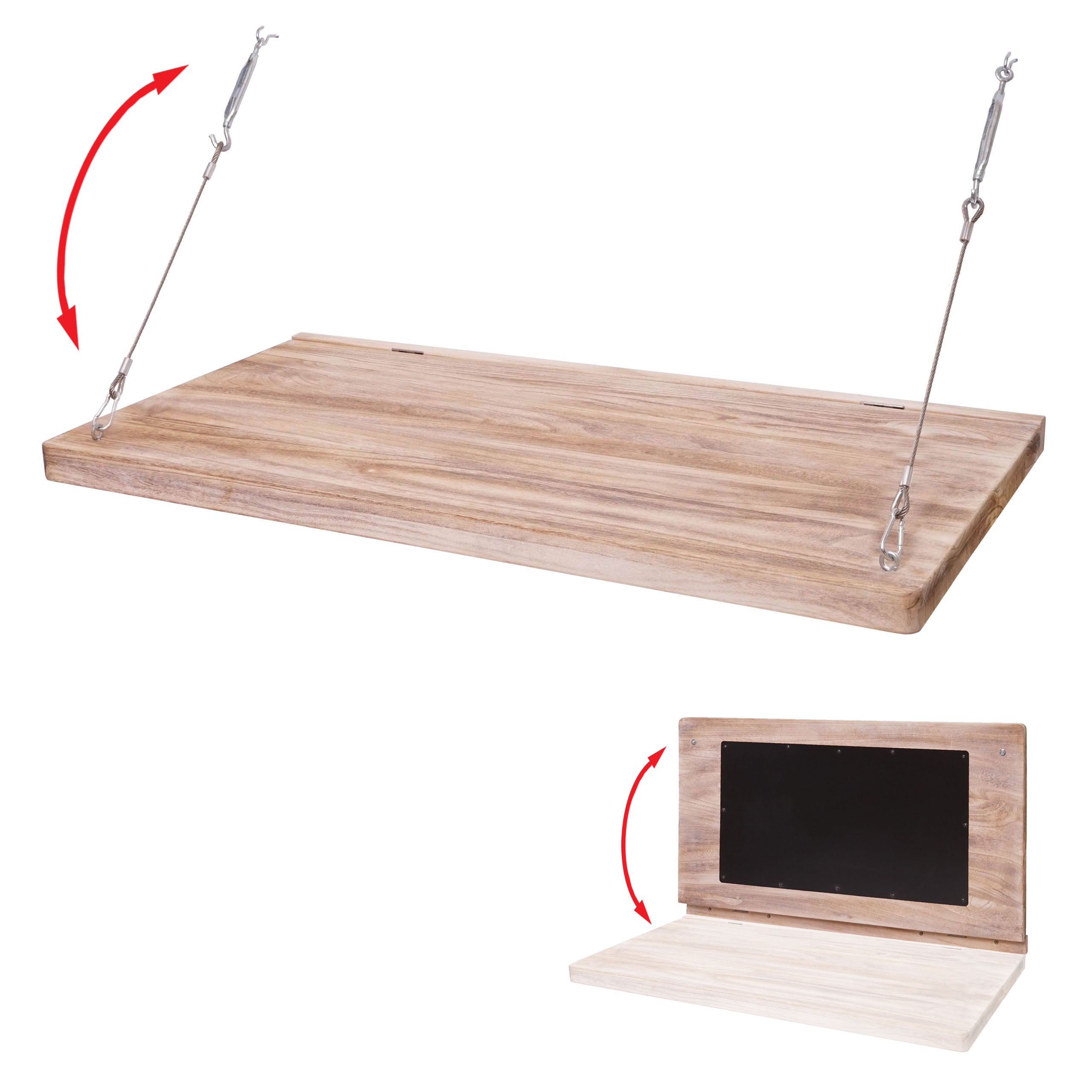 Wandtisch MCW-H48, Wandklapptisch Wandregal Tisch mit Tafel, klappbar Massiv-Holz ~ 100x50cm - Bild 1