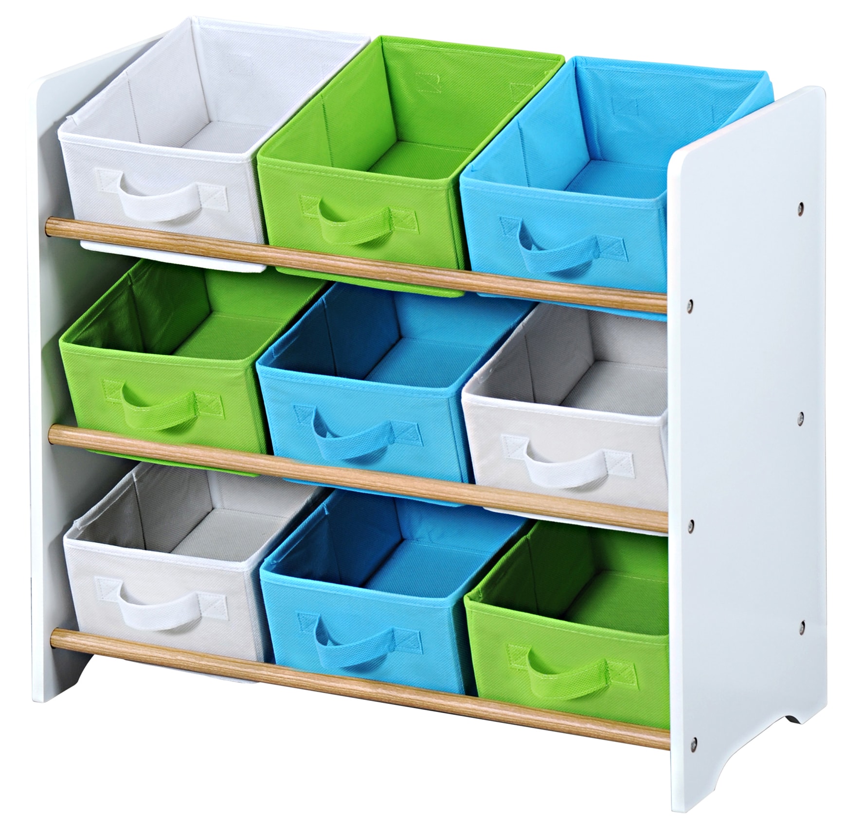 Kinder- Aufbewahrungsregal,FSC, Farbe: wei&szlig; -gr&uuml;n-blau - Bild 1