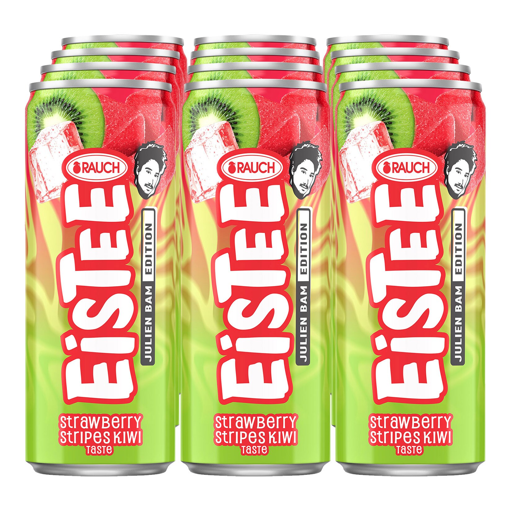 Rauch Eistee Strawberry Stripes Kiwi 0,33 Liter, 12er Pack - Bild 1