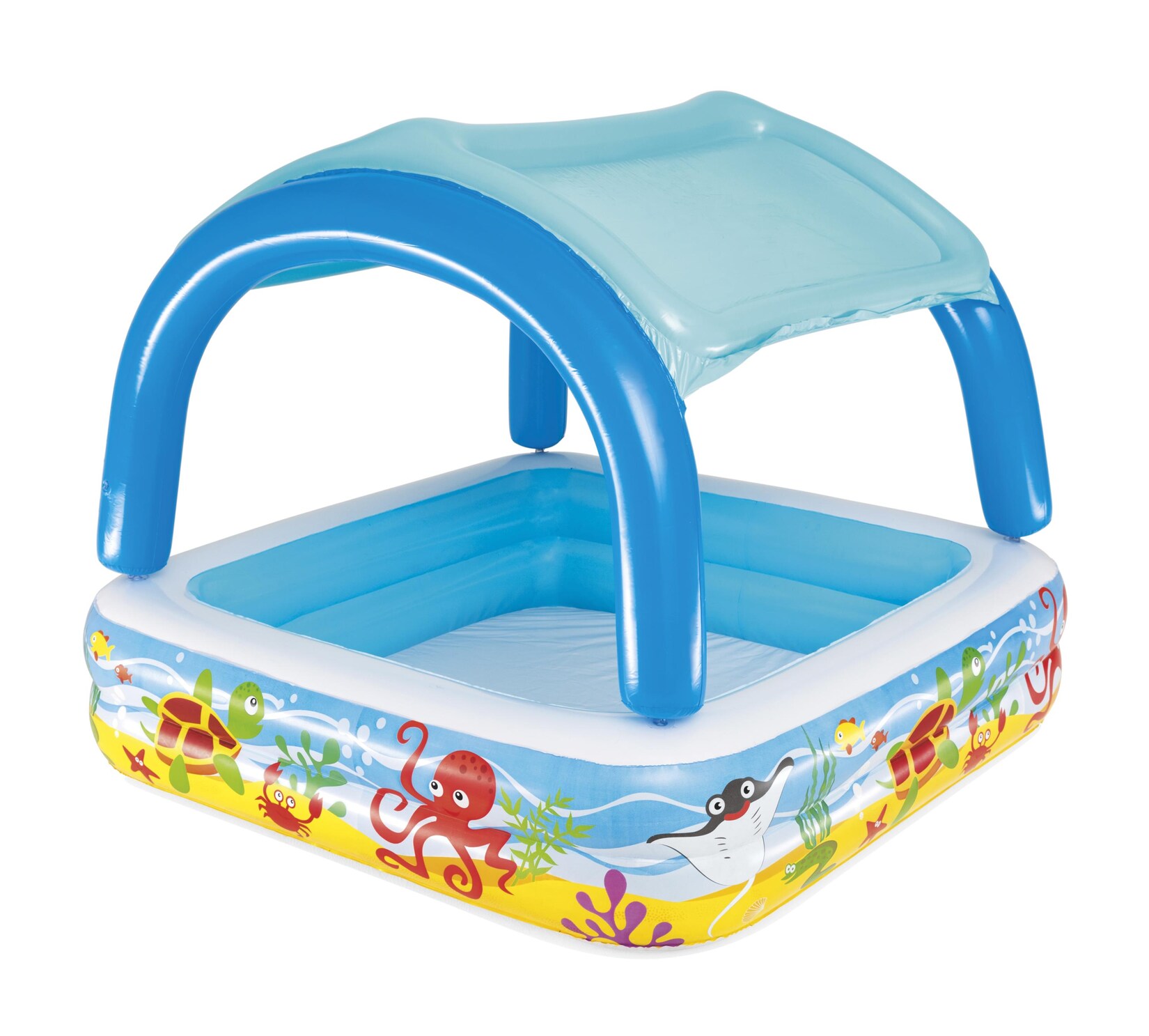 Bestway® Planschbecken mit Sonnenschutzdach 140 x 140 x 114 cm | 06942138951448
