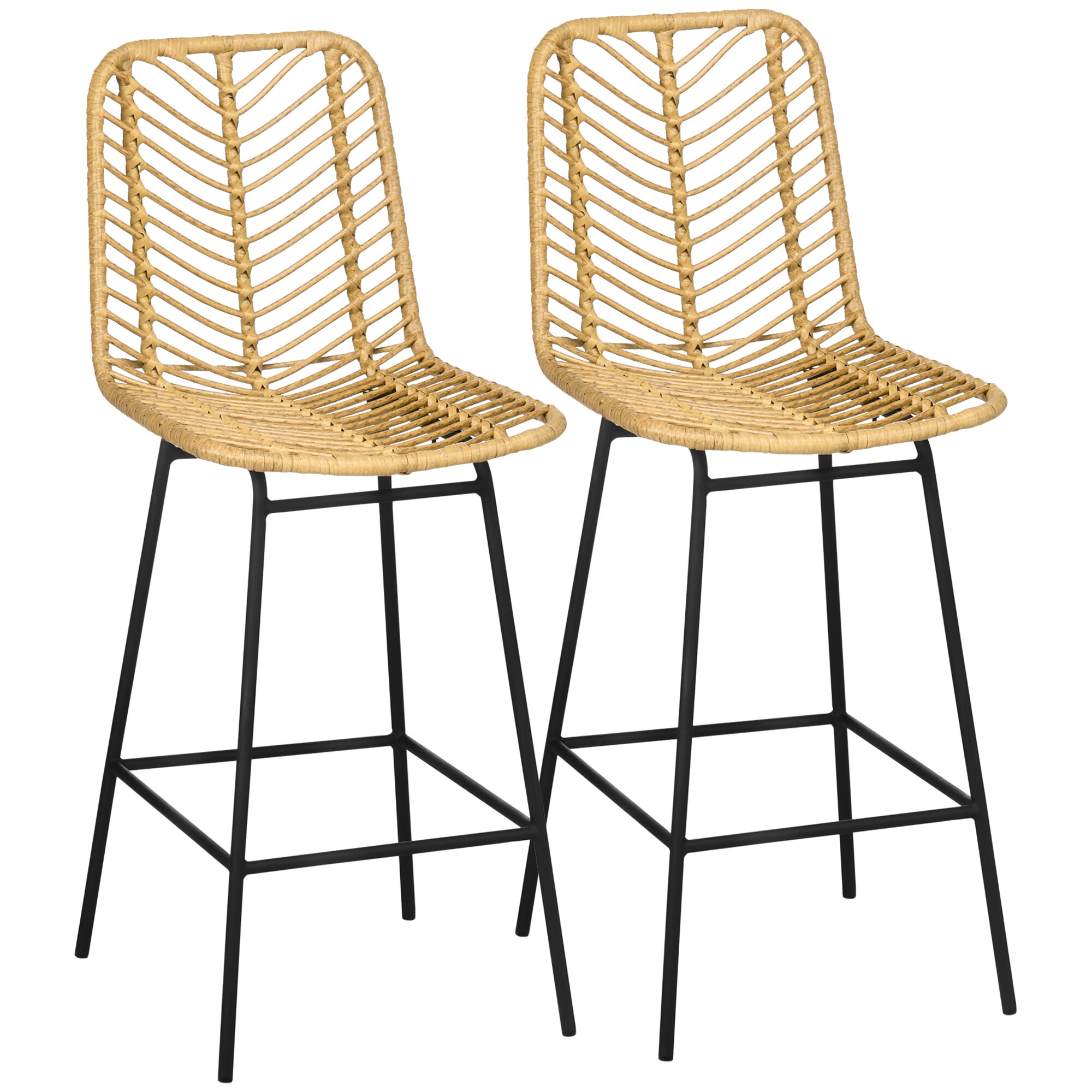 HOMCOM Barhocker PE-Rattan, Stahl - Bild 1