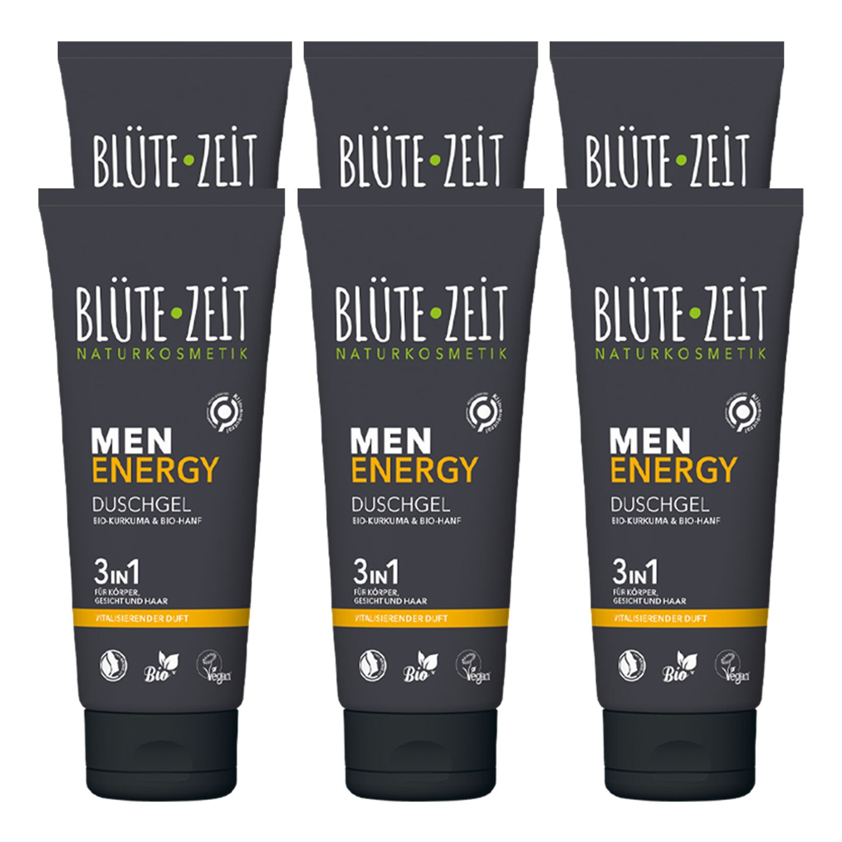 BLÜTE-ZEIT Men Duschgel 3in1 Energy 200 ml , 6er Pack | 04311596651337