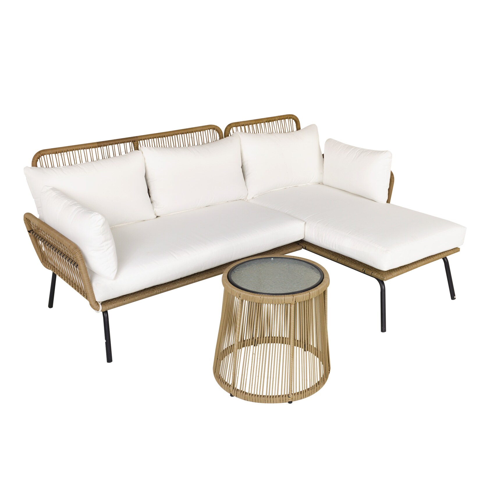 Gartenmöbel-Set PE-Rattan, Polyester, Stahl