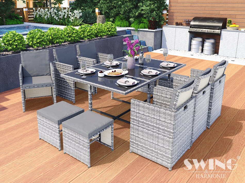 Swing&Harmonie Vegas Polyrattan Sitzgruppe Esstisch Lounge Gartenmöbel Essgruppe Sitzgarnitur Set - versch. Ausführungen