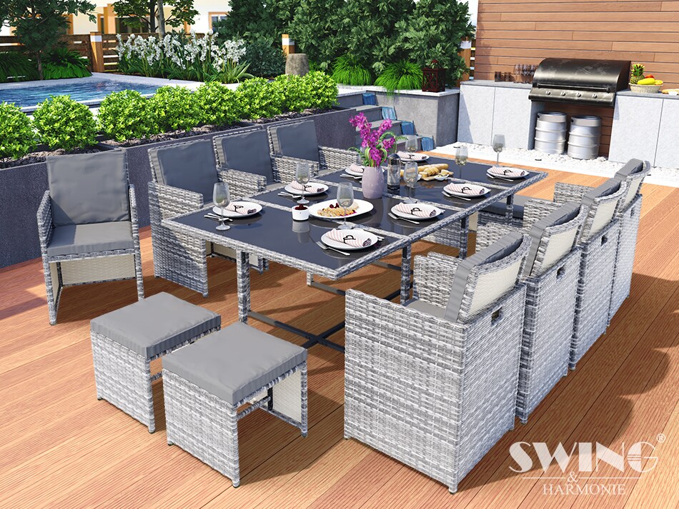 Swing&Harmonie Vegas Polyrattan Sitzgruppe Esstisch Lounge Gartenmöbel Essgruppe Sitzgarnitur Set - versch. Ausführungen