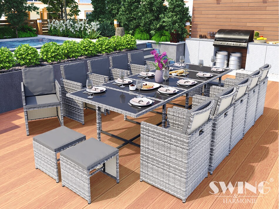 Swing&Harmonie Vegas Polyrattan Sitzgruppe Esstisch Lounge Gartenmöbel Essgruppe Sitzgarnitur Set - versch. Ausführungen