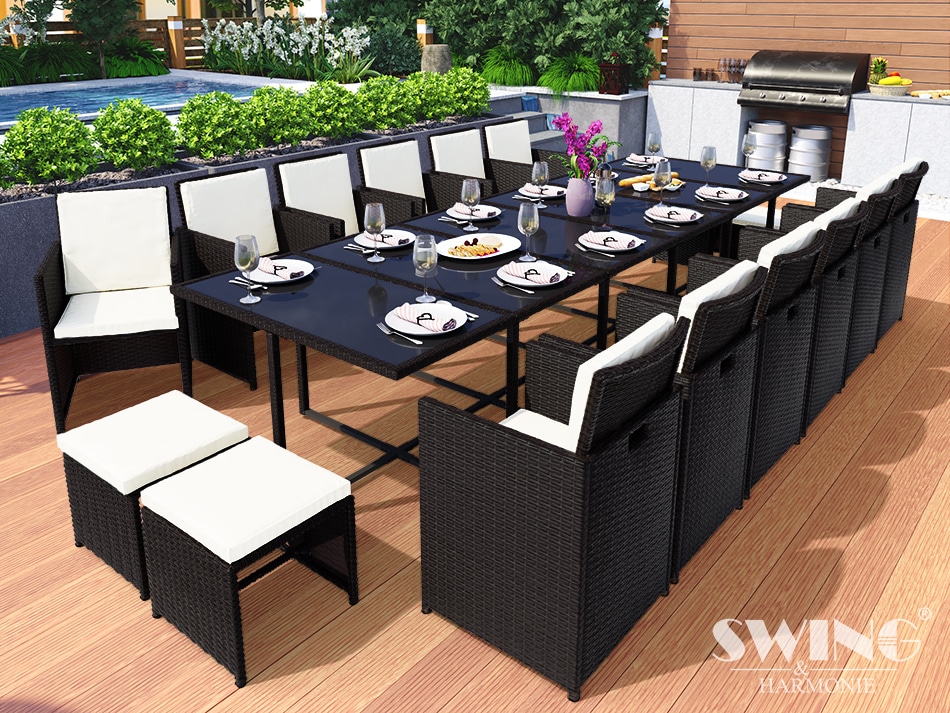 Swing&Harmonie Vegas Polyrattan Sitzgruppe Esstisch Lounge Gartenm&ouml;bel Essgruppe Sitzgarnitur Set - versch. Ausf&uuml;hrungen - Bild 1