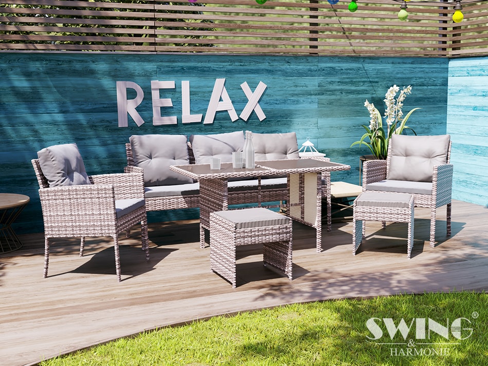 Swing&Harmonie Sydney Polyrattan Sitzgruppe Esstisch Lounge Sitzgarnitur Essgruppe Gartenm&ouml;bel Set - versch. Ausf&uuml;hrungen - Bild 1