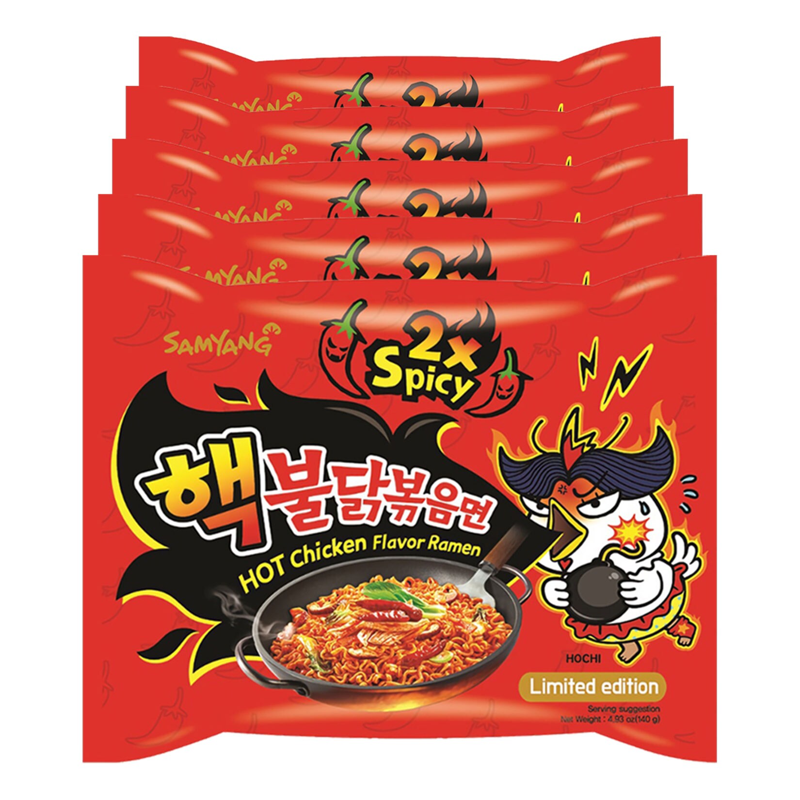 Samyang Ramen 2x Spicy Hot Chicken 140 g, 5er Pack - Bild 1