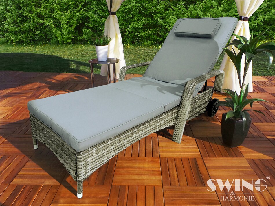 Swing&Harmonie Relax Polyrattan Garten Liege Rattan Sonnenliege mit