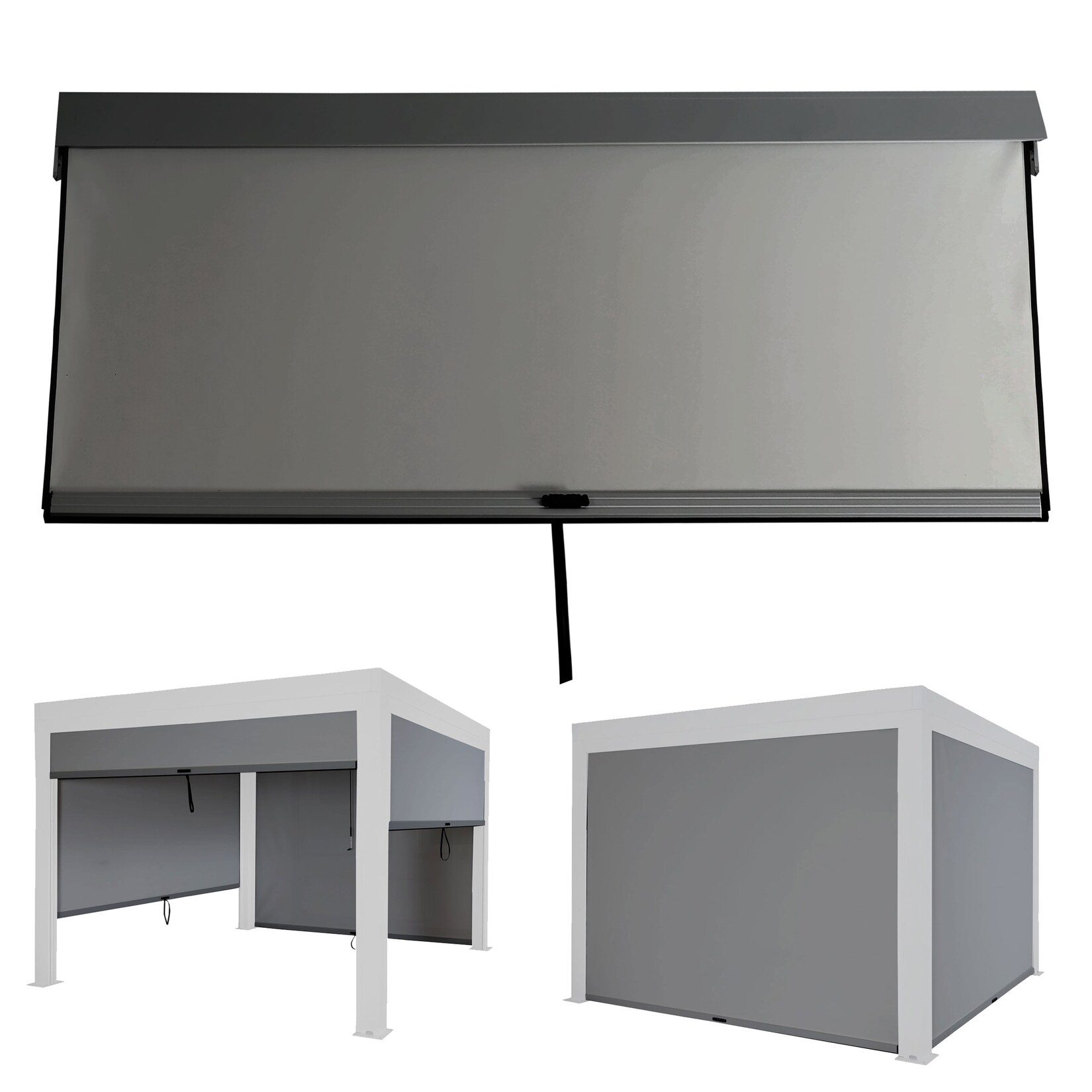 Seitenwand für Pergola MCW-L46, Pavillon Rollo Ersatzseitenwand, Stoff/Textil sturmfest 3x3m ~ anthrazit