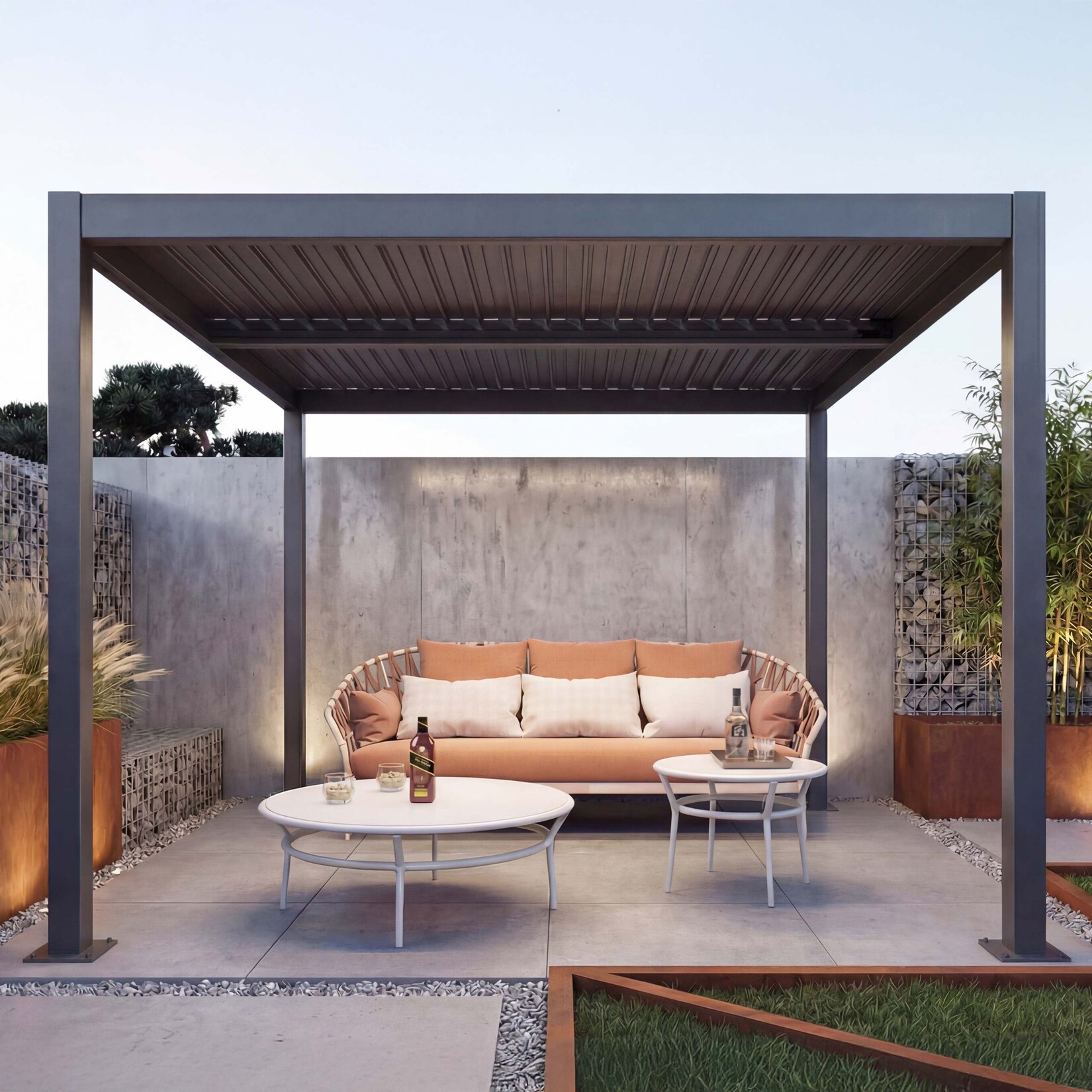 Pergola MCW-L46, Gartenpavillon Lamellen-Pavillon, 11cm-Aluminium-Gestell, Regenrinne sturmfest, 3x4m ~ anthrazit