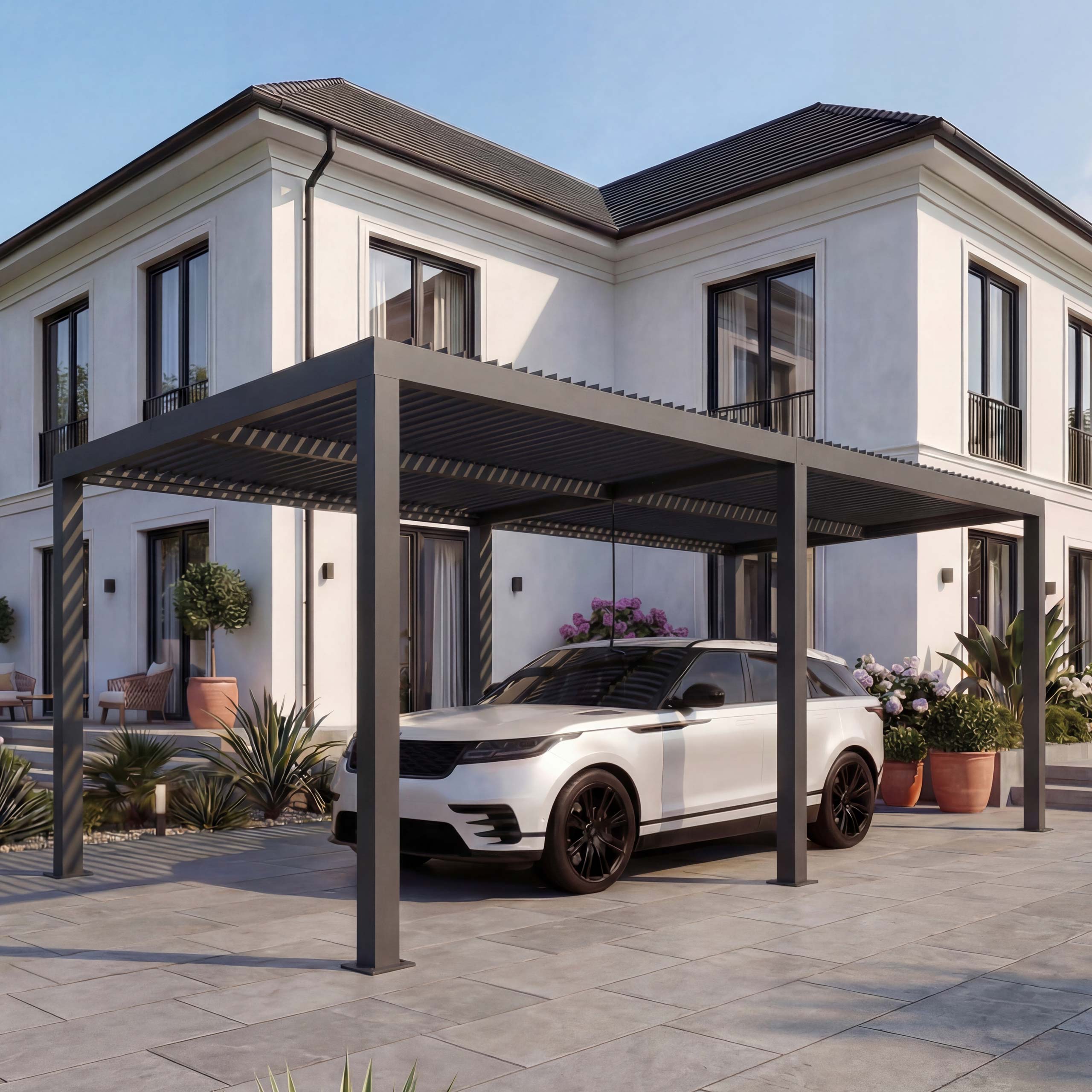 Carport MCW-L46, Auto&uuml;berdachung Garage Unterstand, 11cm-Aluminium-Gestell, Regenrinne sturmfest, 3x6m ~ anthrazit - Bild 1