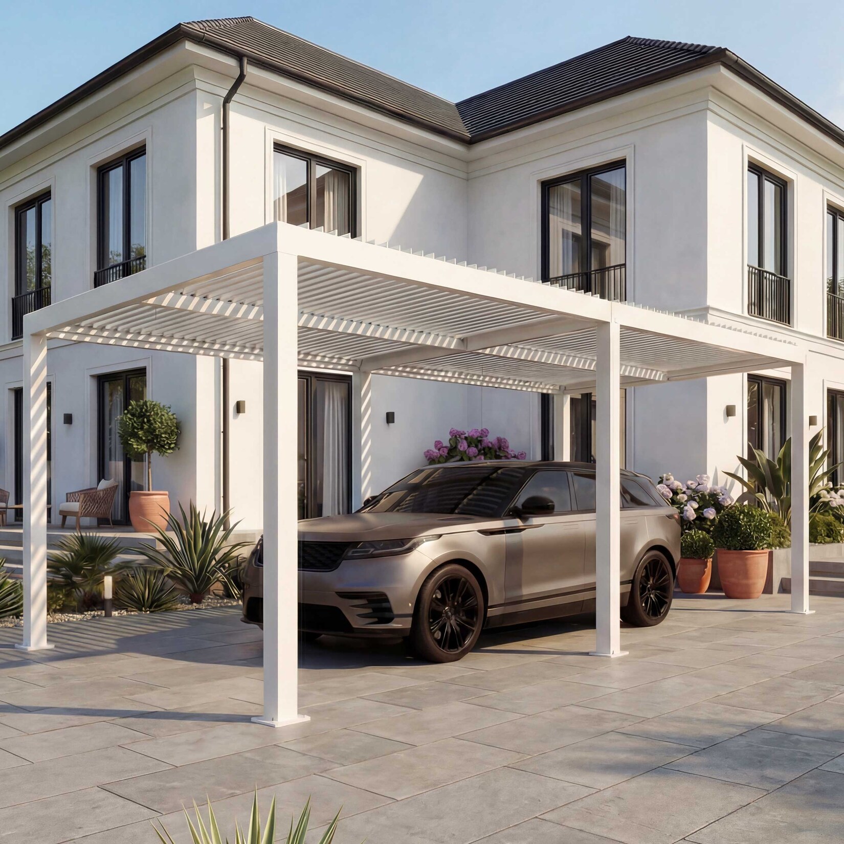 Carport MCW-L46, Autoüberdachung Garage Unterstand, 11cm-Aluminium-Gestell, Regenrinne sturmfest, 3x6m ~ weiß