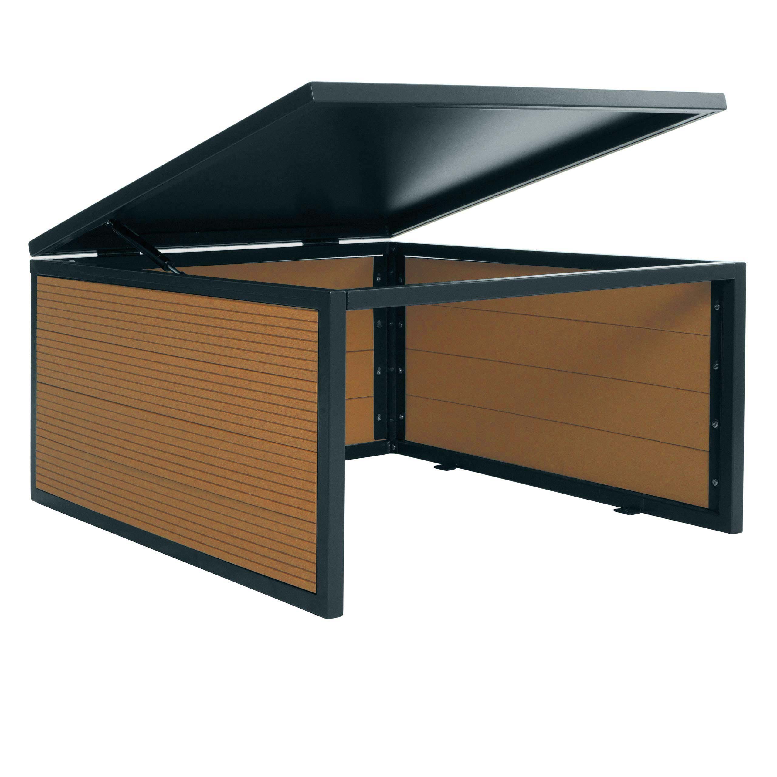 M&auml;hroboter-Garage mit Deckel MCW-L45, Dach Unterstand f&uuml;r Rasenm&auml;her, WPC Metall 35x60x70cm ~ Eiche-Optik - Bild 1