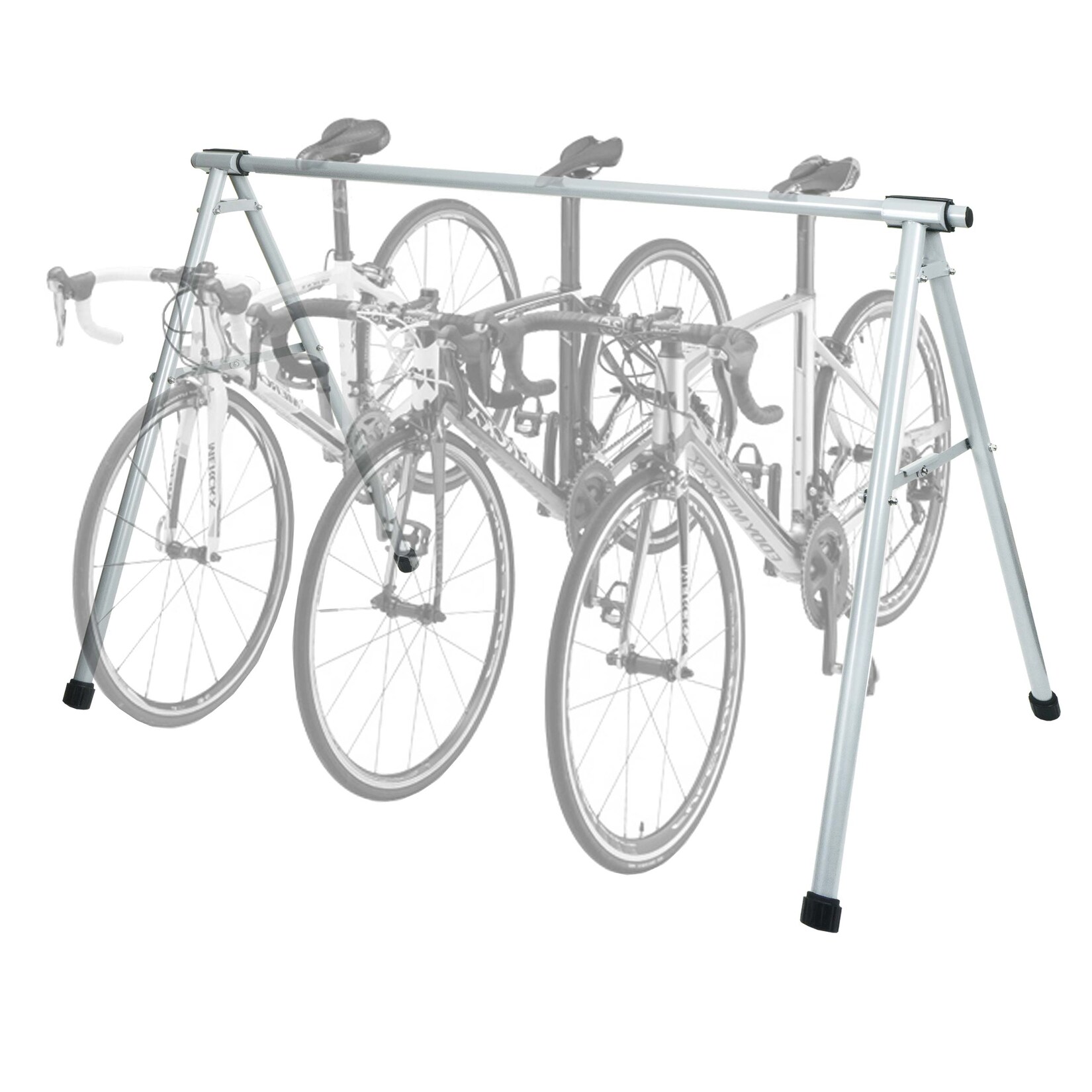 Fahrrad-Sattelständer MCW-K39, Fahrradständer Aufhängebügel, Metall pulverbeschichtet 114x170x114cm ausziehbar ~ silber | 04057651329857