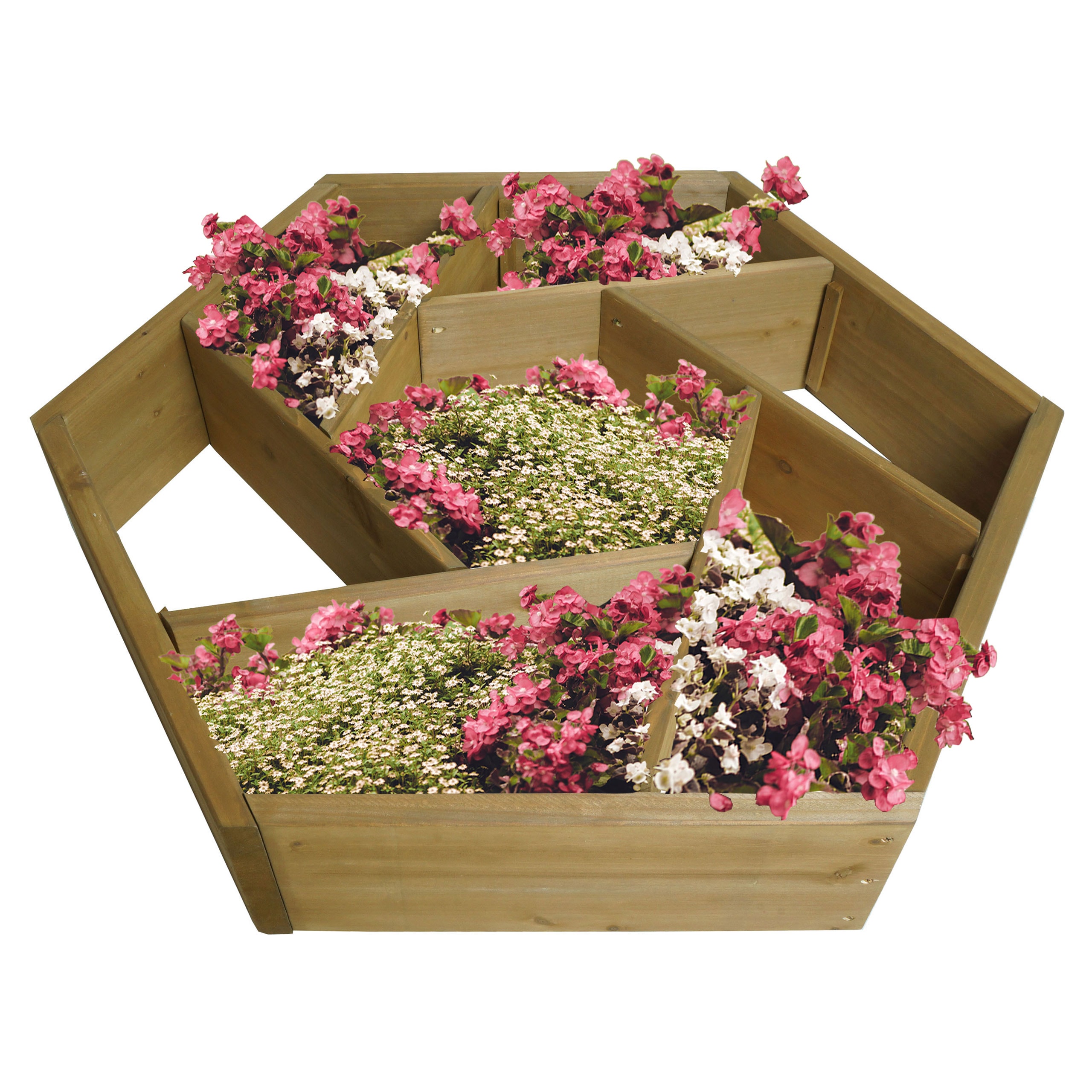 Pflanzkasten MCW-L70, Blumentopf Blumenbeet 7 F&auml;cher, eckig 100x87cm Outdoor Tanne Holz MVG-zertifiziert, braun - Bild 1