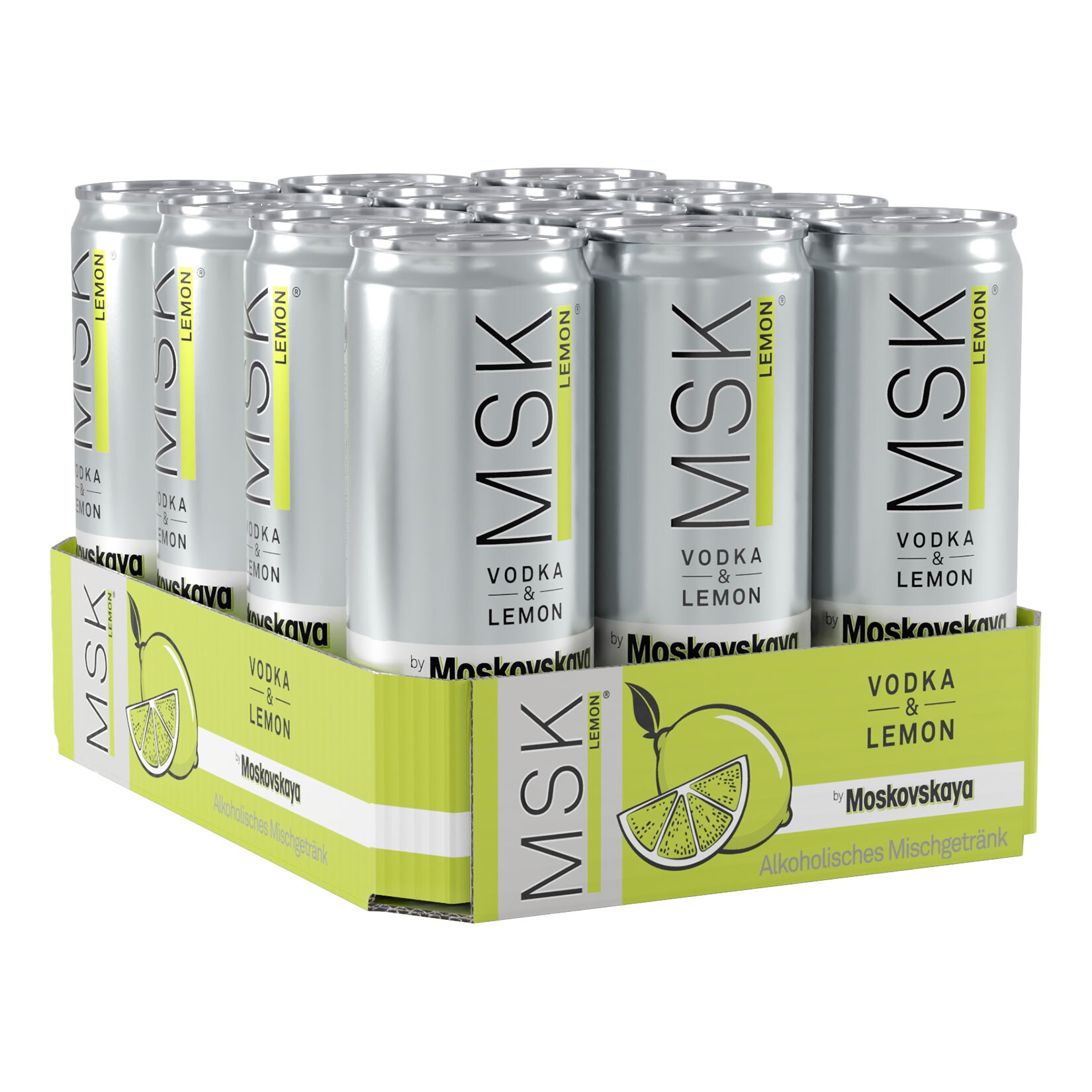 Moskovskaya MSK Vodka & Lemon 10,0 % vol 0,33 Liter Dose, 12er Pack - Bild 1