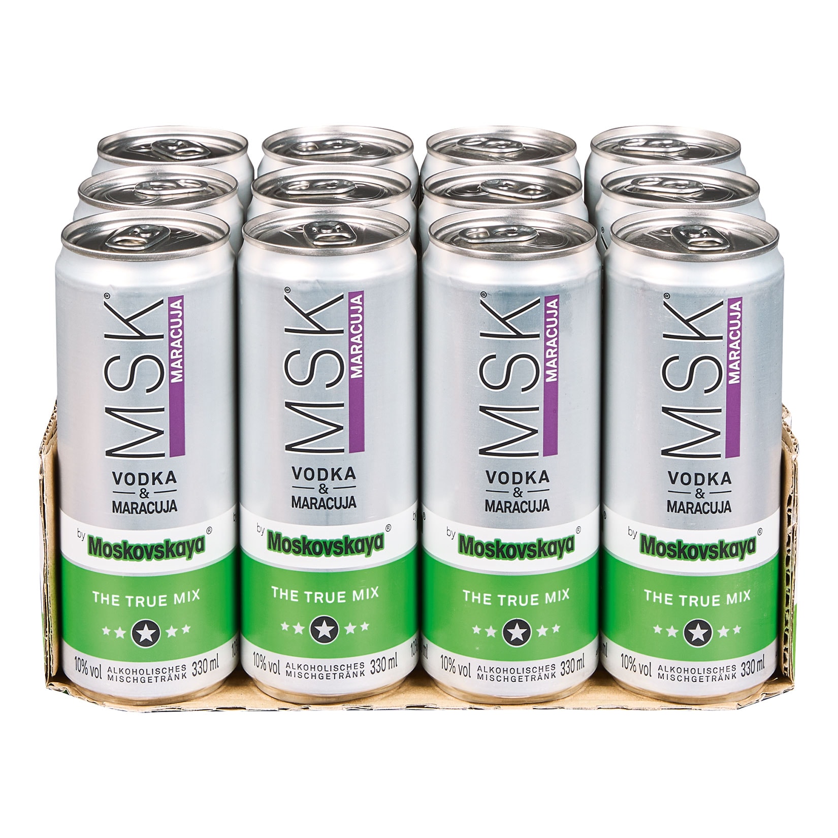Moskovskaya MSK Vodka & Maracuja 10,0 % vol 0,33 Liter, 12er Pack - Bild 1