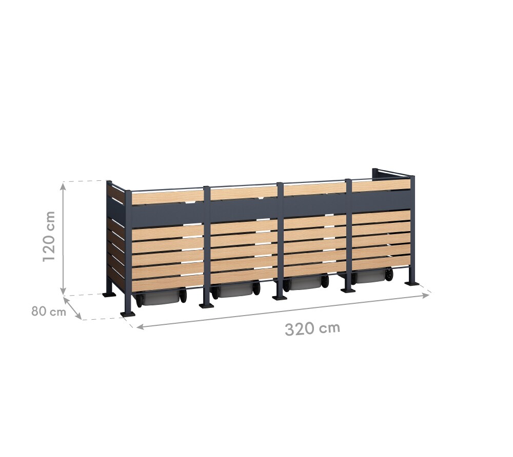 Westmann Metall Mülltonnenverkleidung Planum 120cm - versch. Ausführungen