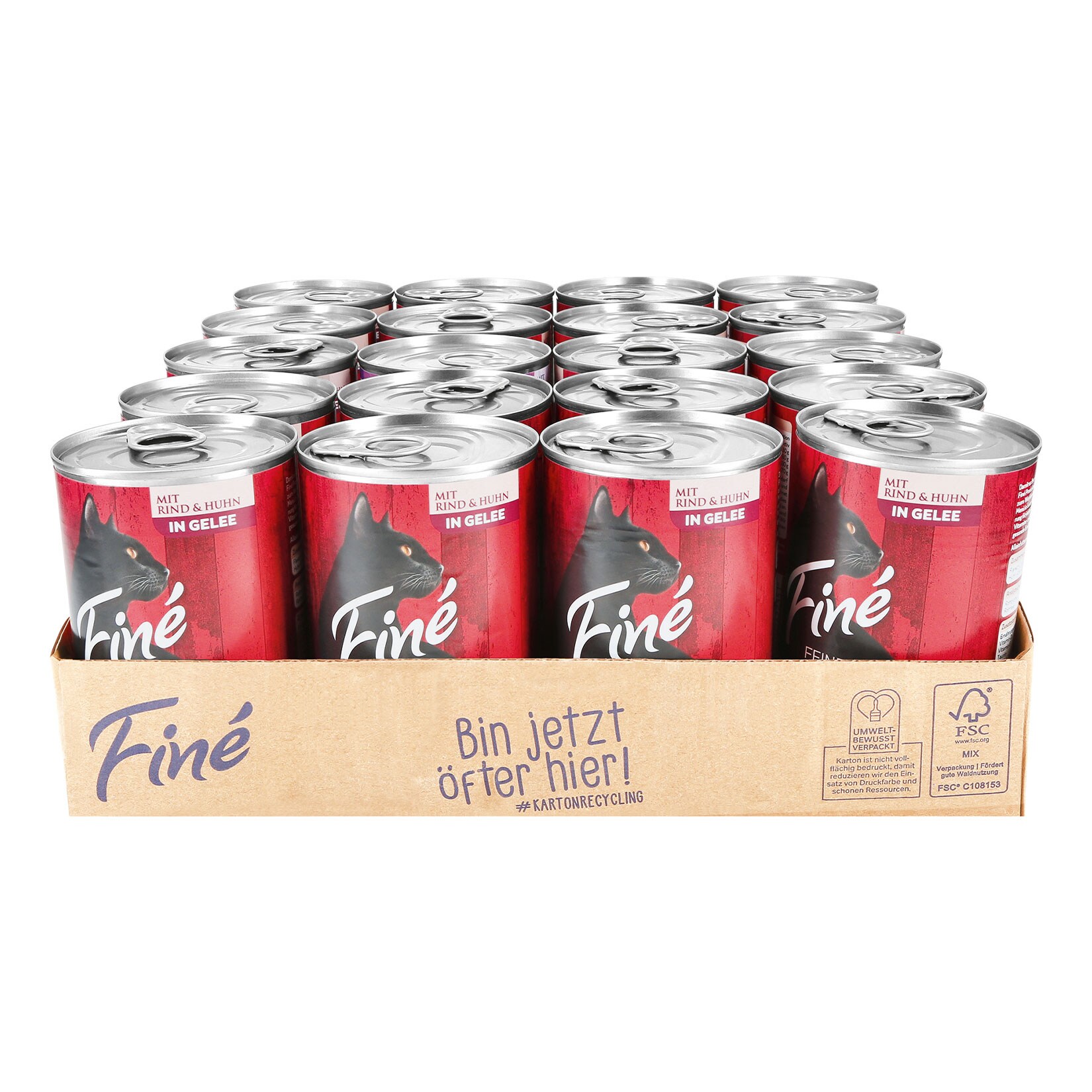 Finé Katzennahrung Feines Gemüse Rind & Huhn in Gelee 400 g, 20er Pack