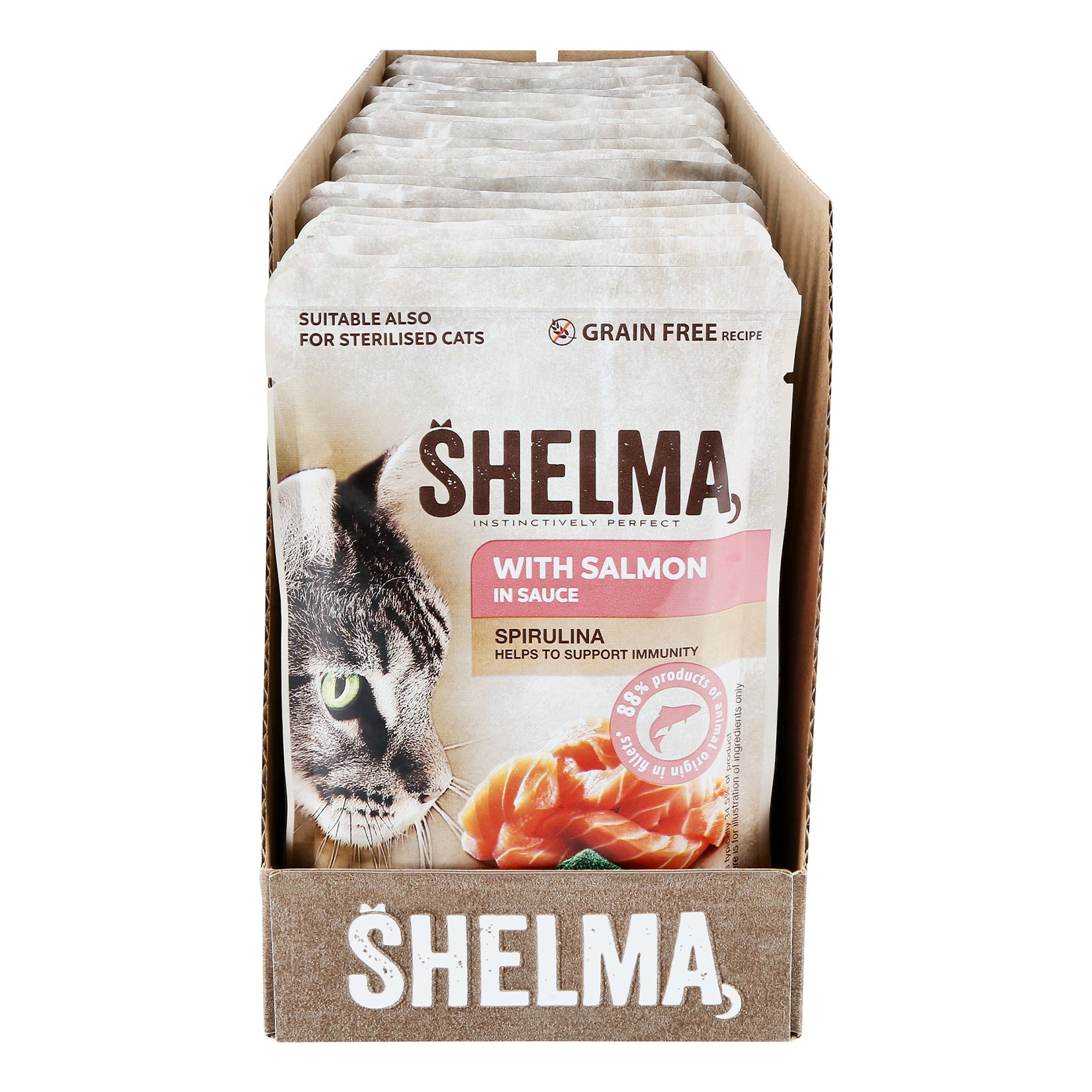 Shelma Katzennahrung Pouch Lachs 85 g, 28er Pack - Bild 1