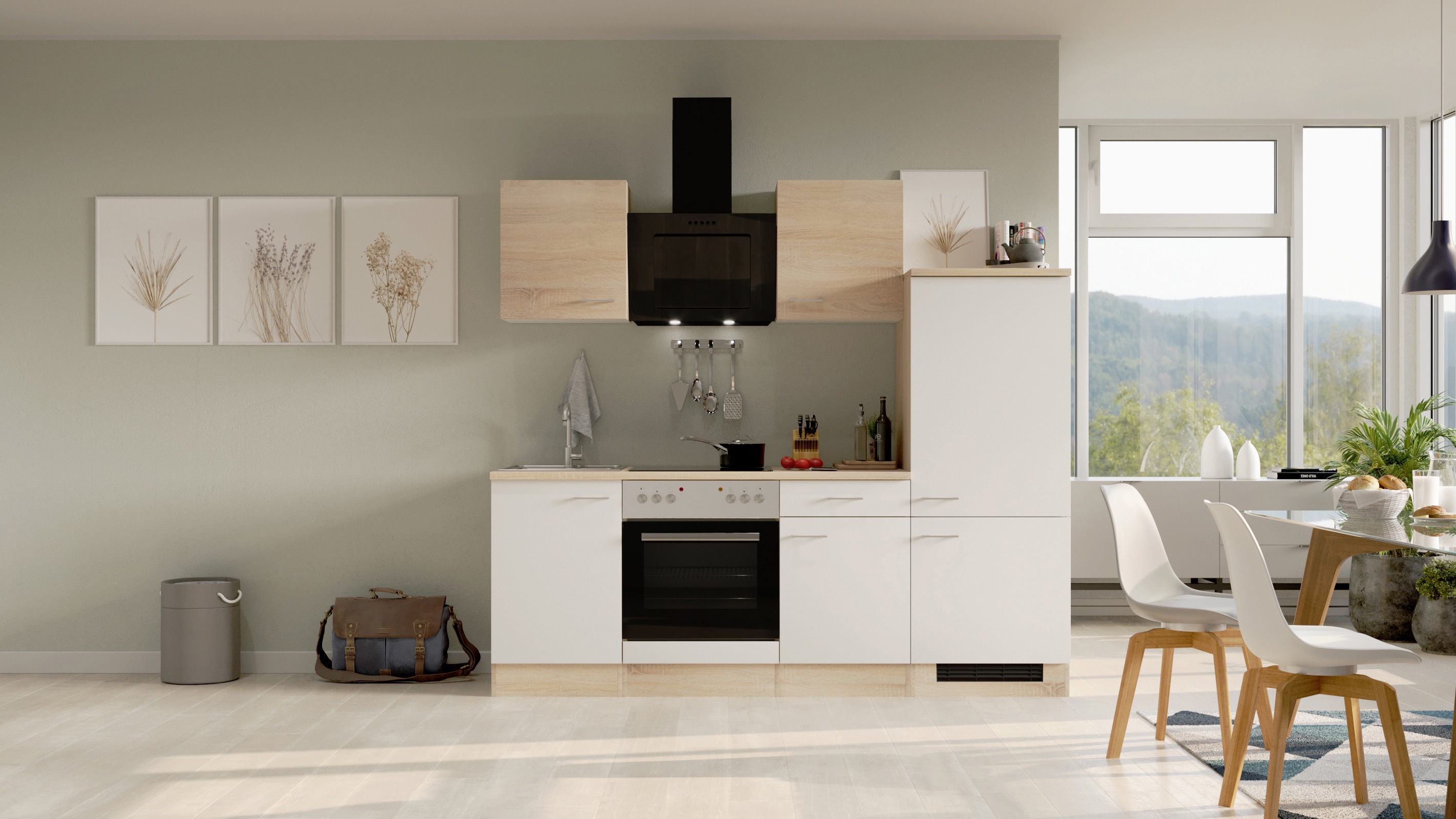 Flex- Well K&uuml;chenzeile "Stauraumwunder" 220cm -G-220-1706-005 -versch. Ausf&uuml;hrungen- Samoa - Bild 1