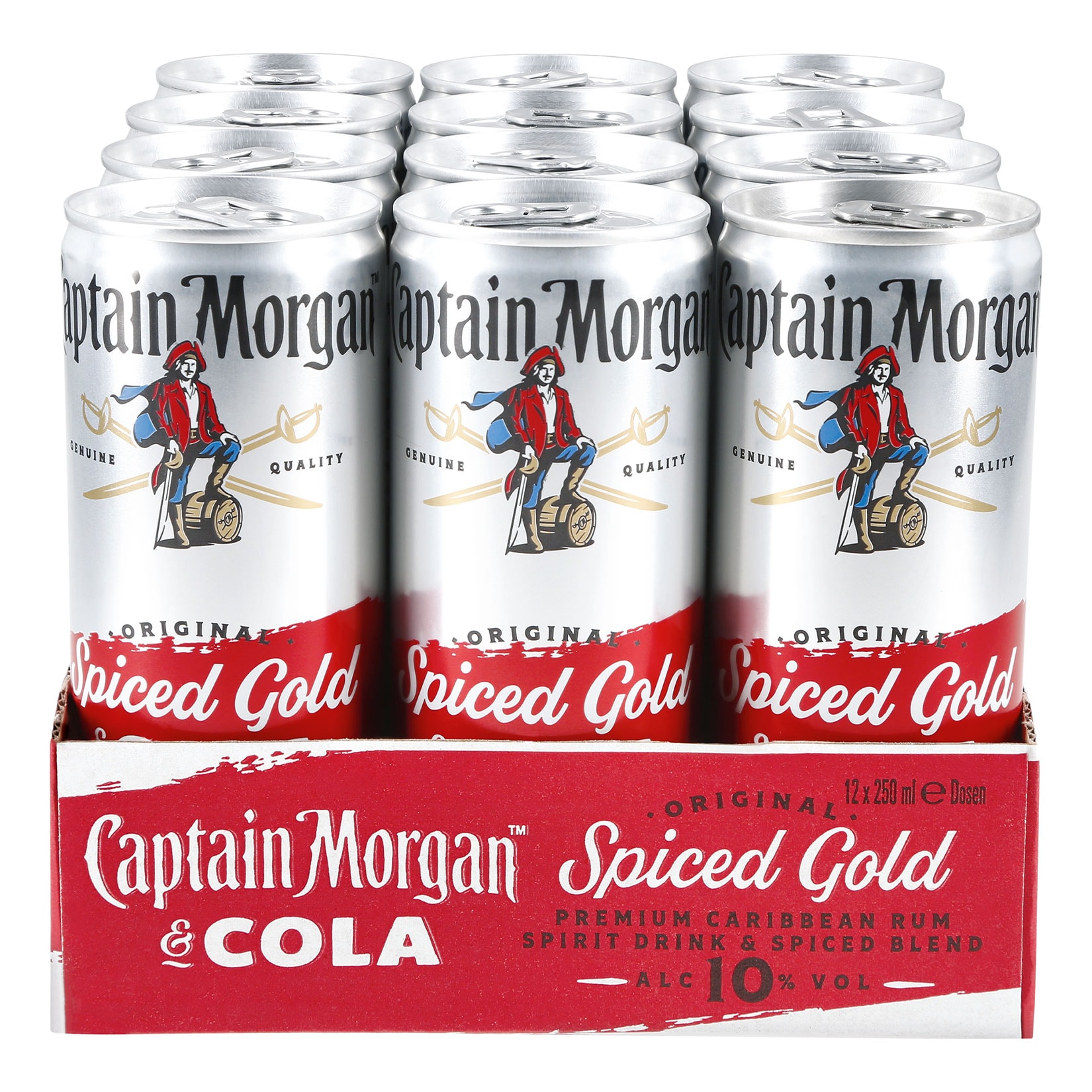 Captain Morgan Spiced Gold & Cola 10,0 % vol 0,25 Liter Dose, 12er Pack - Bild 1
