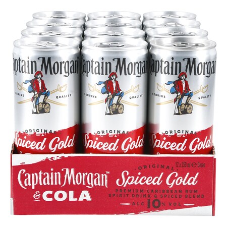 Captain Morgan Netto % vol bei Pack kaufen Gold Cola & online Dose, 12er 0,25 Liter Spiced 10,0