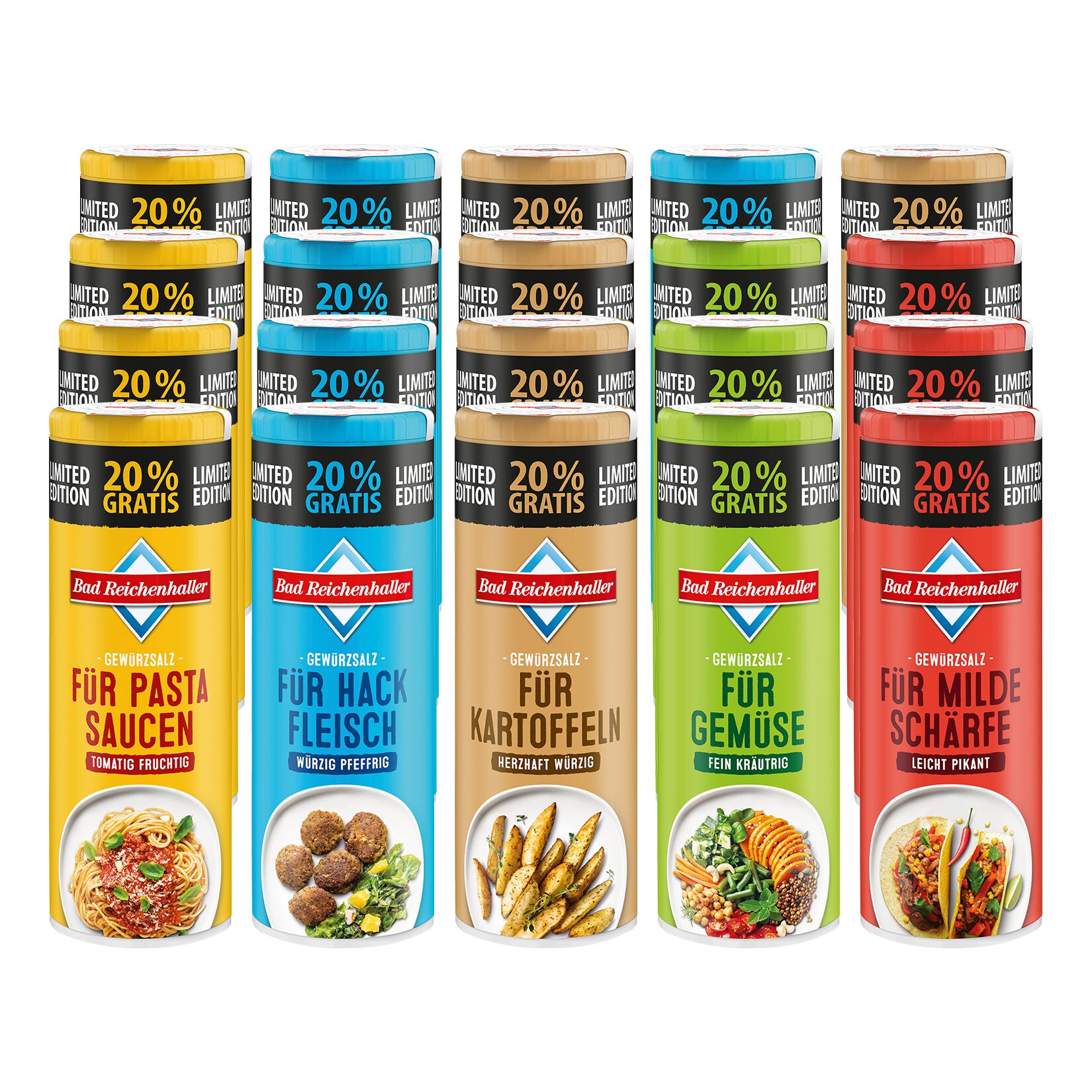 Bad Reichenhaller Gew&uuml;rzSalze 108 g +20% gratis, verschiedene Sorten, 20er Pack - Bild 1