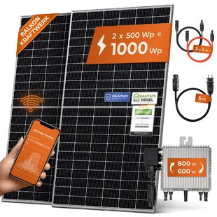 Solarway Balkonkraftwerk 1000W + 1 kWh Speicher Komplett Set, 600/800/1000W  Ausgang einstellbar, JaSolar, Zendure & Deye +APP zum günstigen Preis  kaufen