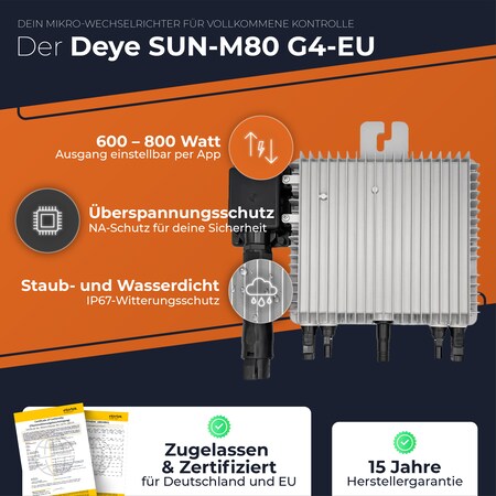 Solarway Balkonkraftwerk 800W 2 x 400Wp mit Deye Wechselrichter (BKW800) ab  399,99 €