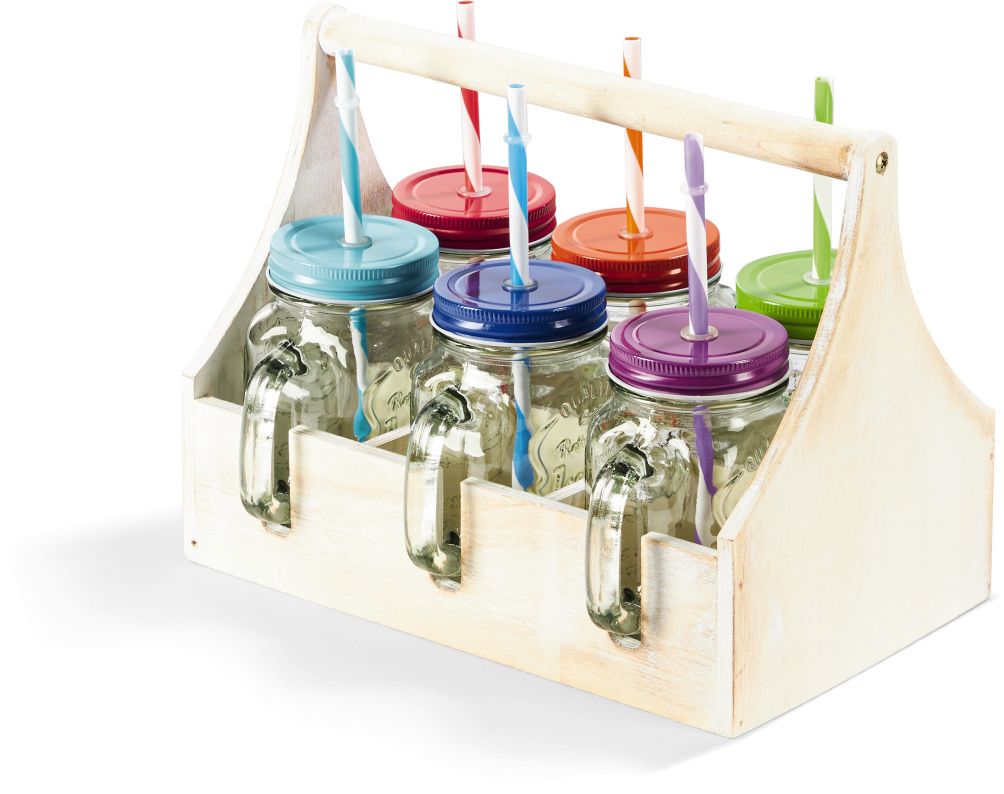 Trinkgl&auml;ser 6er mit Holzkiste - Bild 1