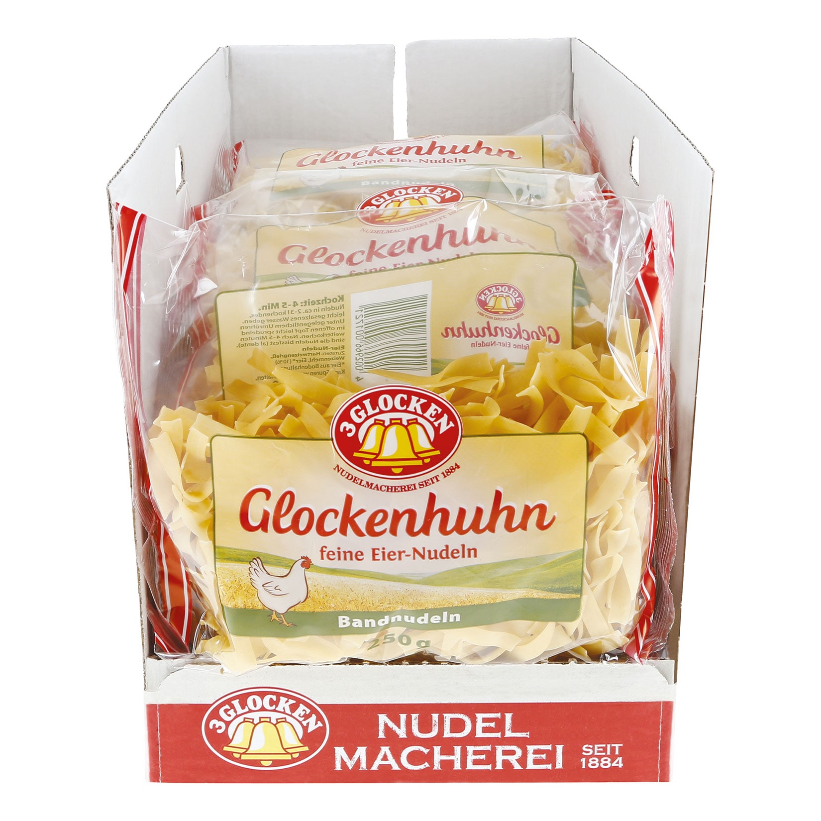3 Glocken Glockenhuhn Bandnudeln 250 g, 12er Pack - Bild 1