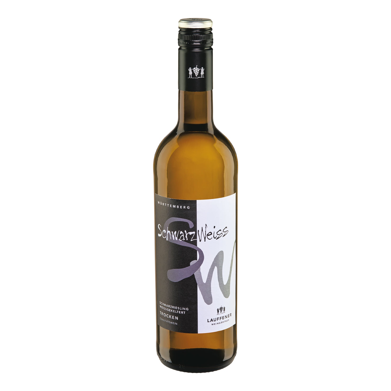 Lauffener Schwarzriesling "Schwarz/Weiss" wei&szlig;gekeltert QbA 12,5 % vol 0,75 Liter - Bild 1