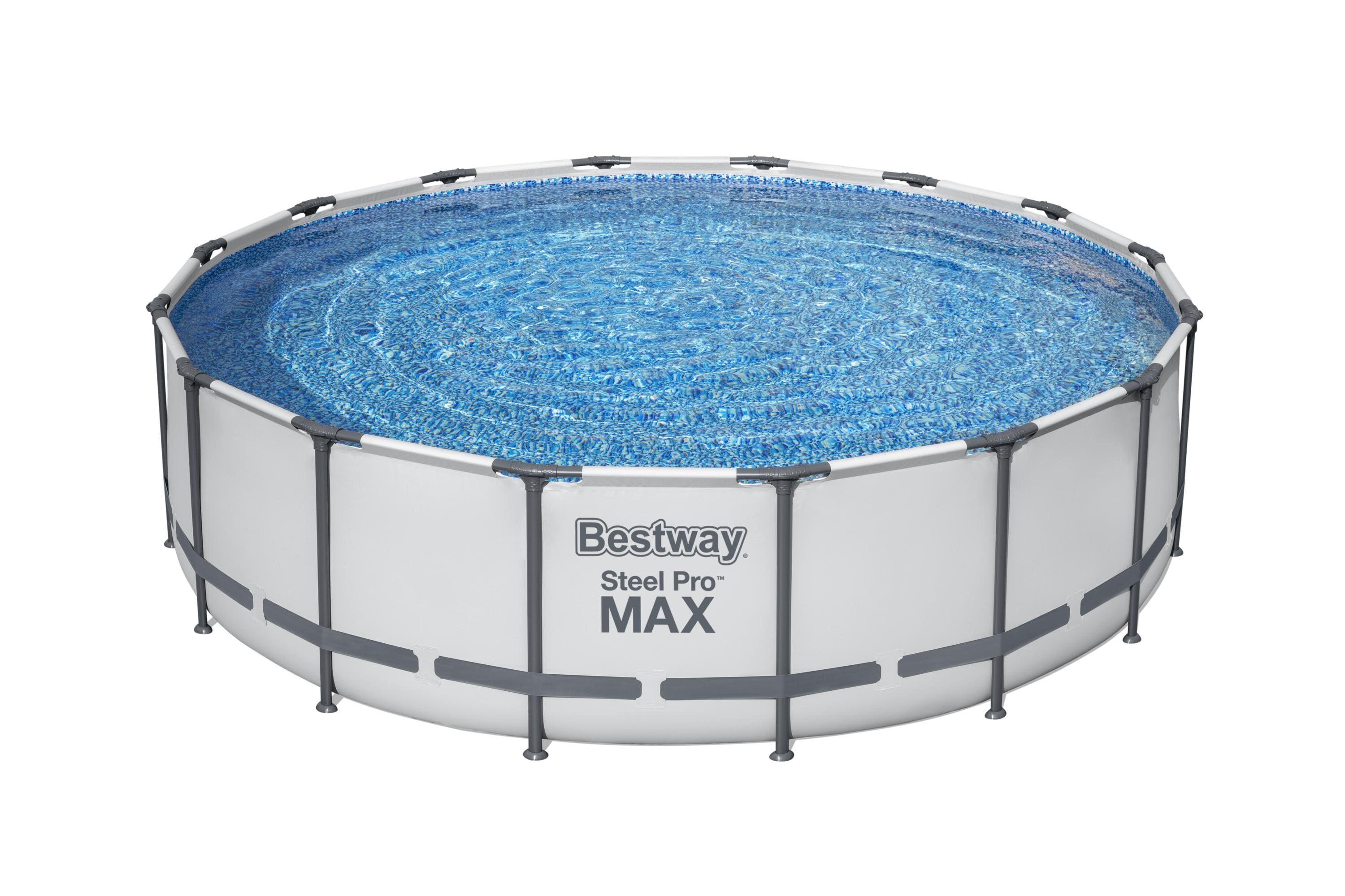 Bestway&reg; Steel Pro MAX&trade; Frame Pool Komplett-Set mit Filterpumpe &Oslash; 488 x 122 cm , lichtgrau, rund - Bild 1