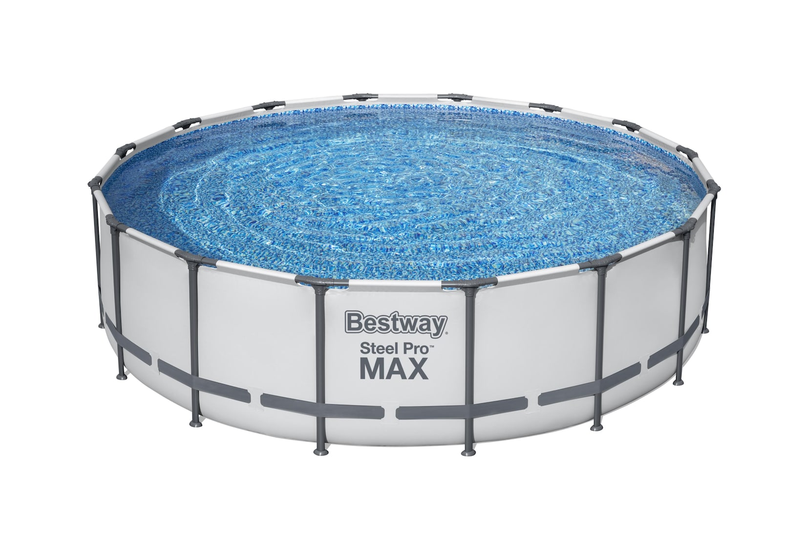 Bestway® Steel Pro MAX™ Frame Pool Komplett-Set mit Filterpumpe Ø 488 x 122 cm , lichtgrau, rund